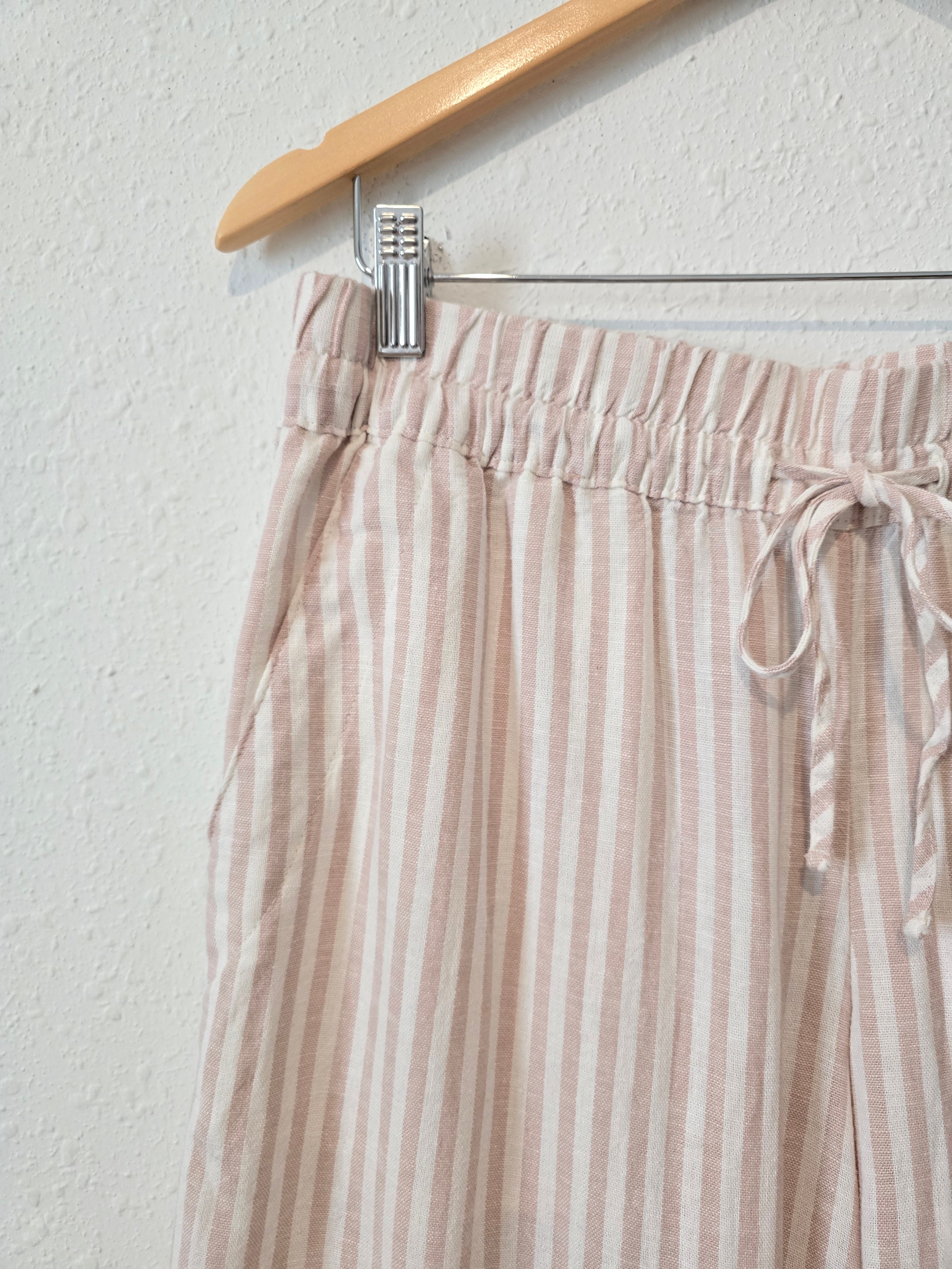 Striped Wide Leg Linen Pants (M)
