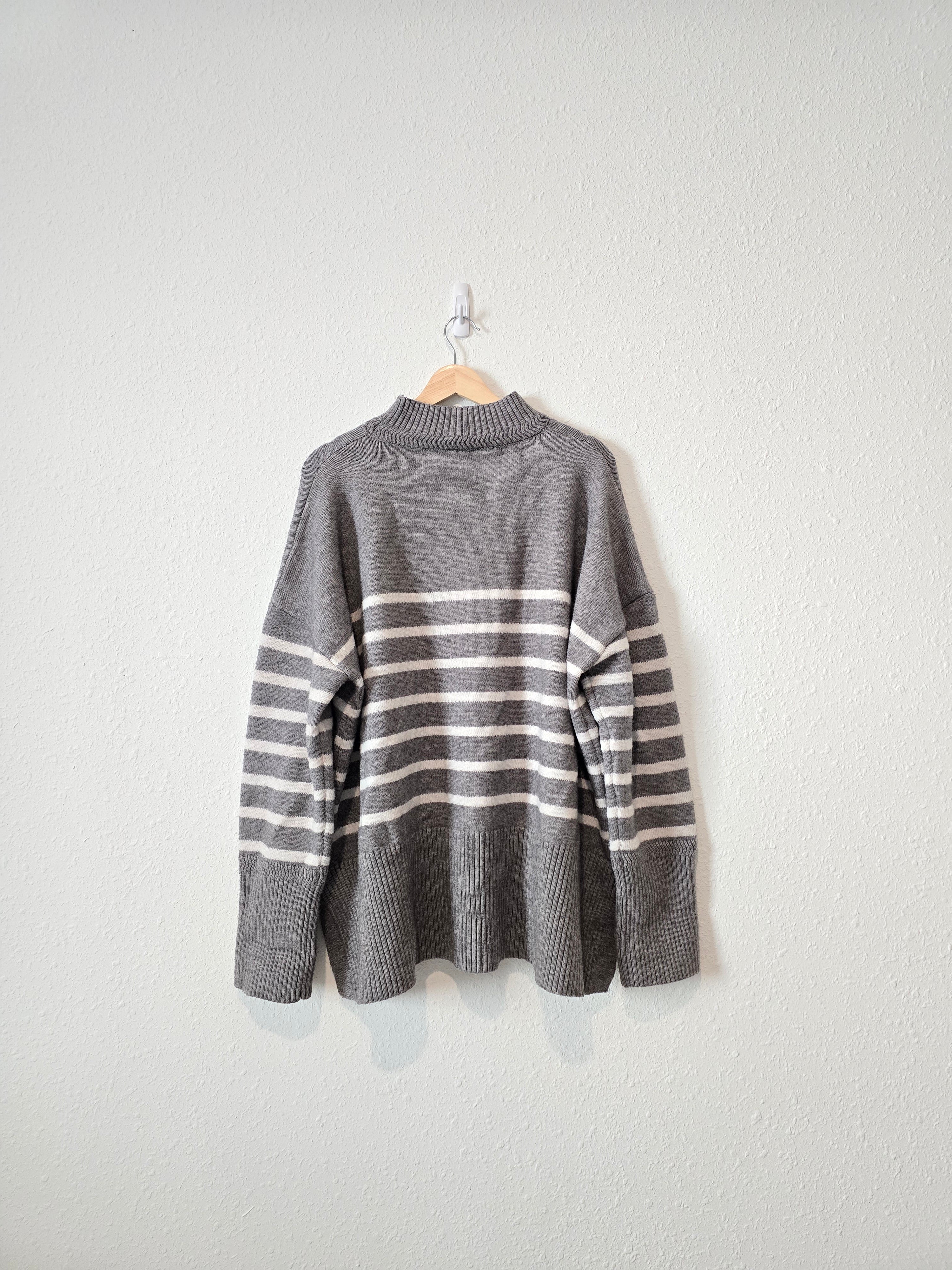 Striped Mock Neck Sweater (3X)