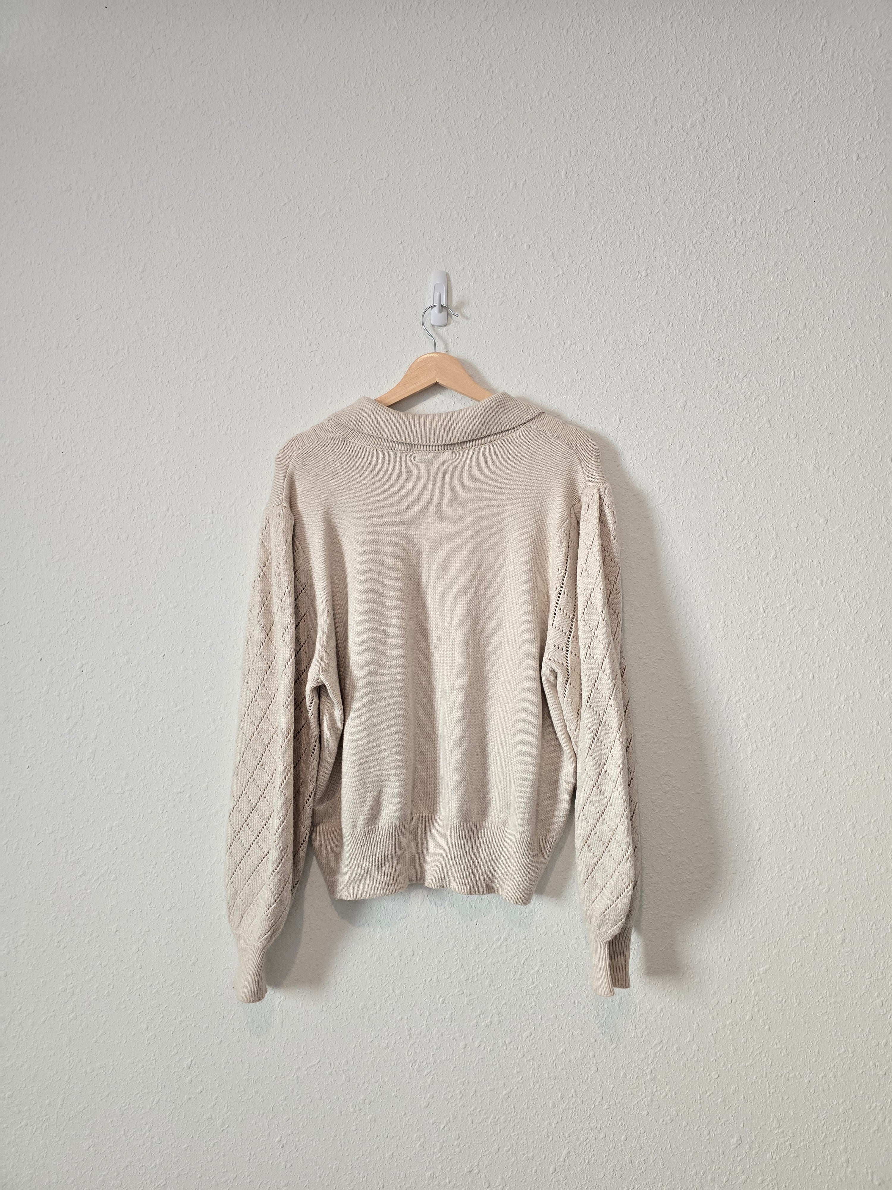 Collared Puff Sleeve Sweater (1X)