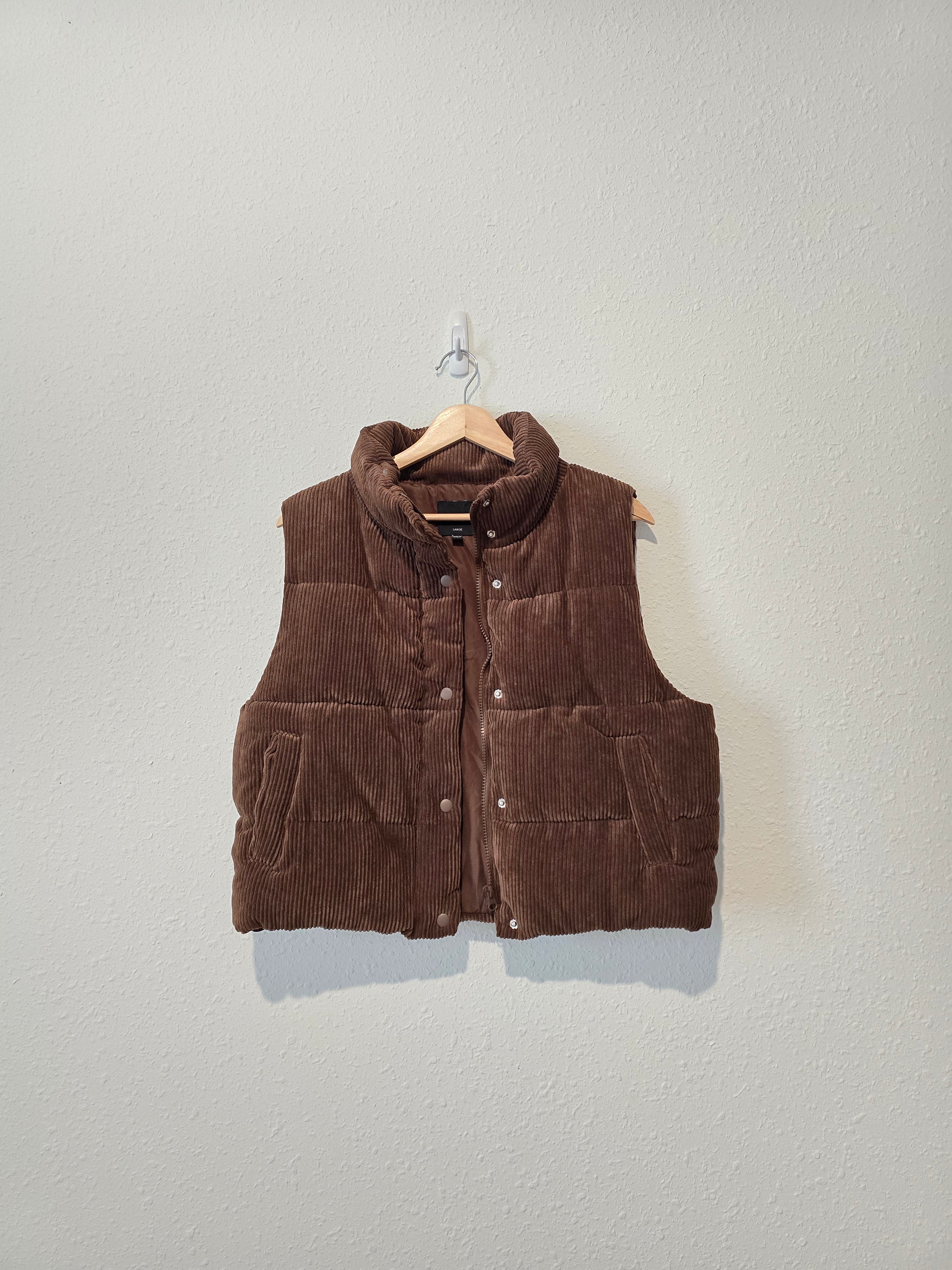 Brown Corduroy Puffer Vest (L)