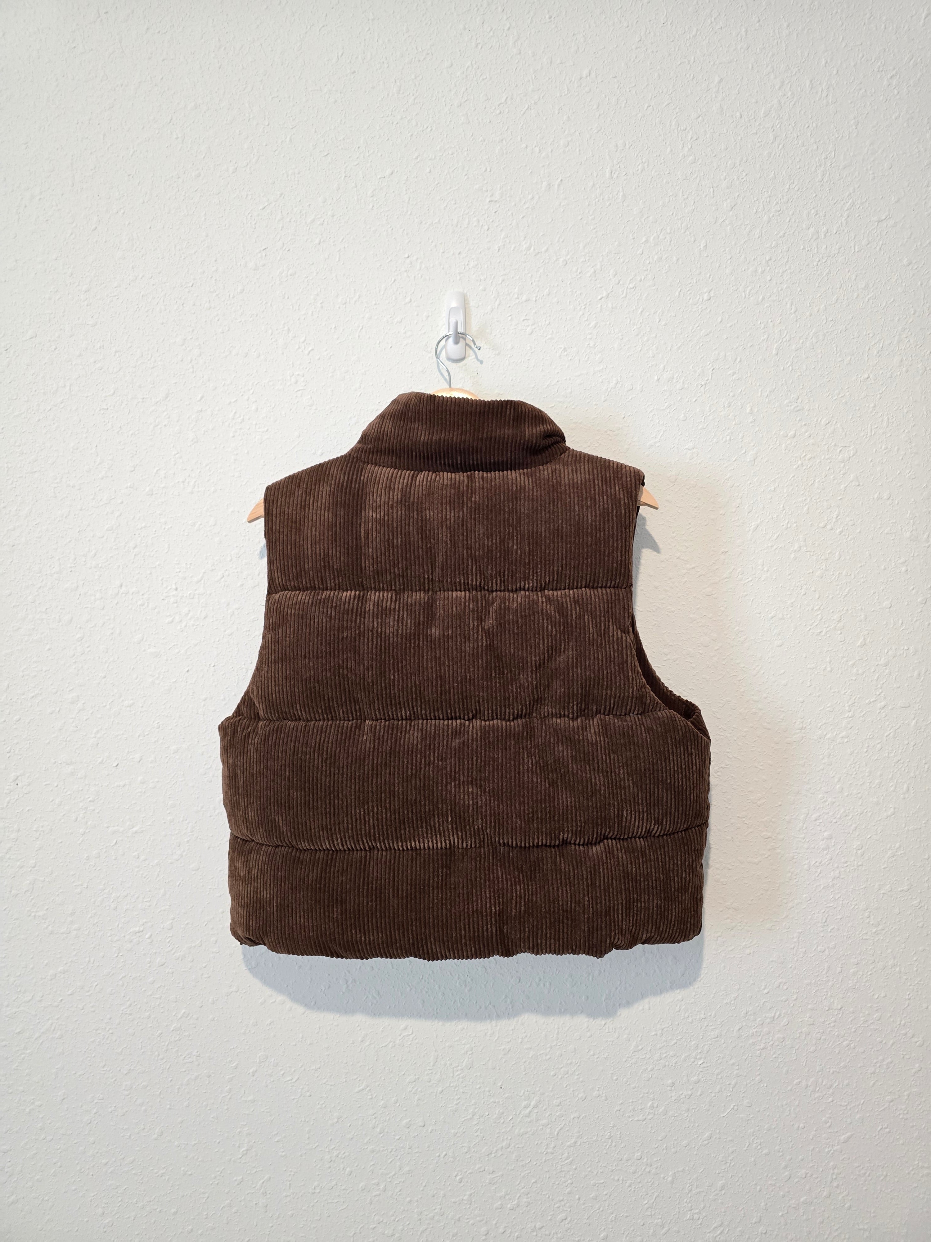 Brown Corduroy Puffer Vest (L)