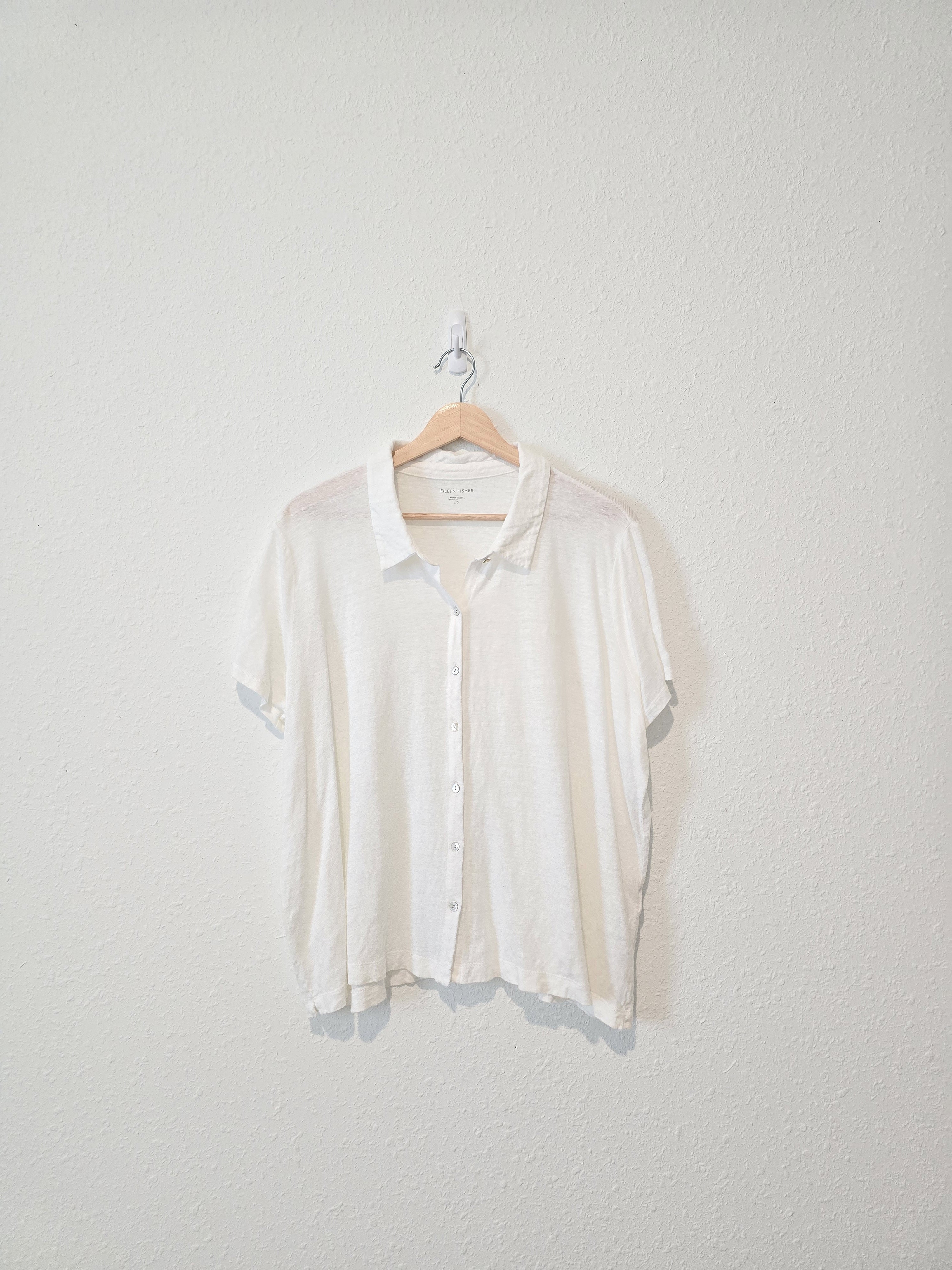 Eileen Fisher Linen Button Up Tee (L)