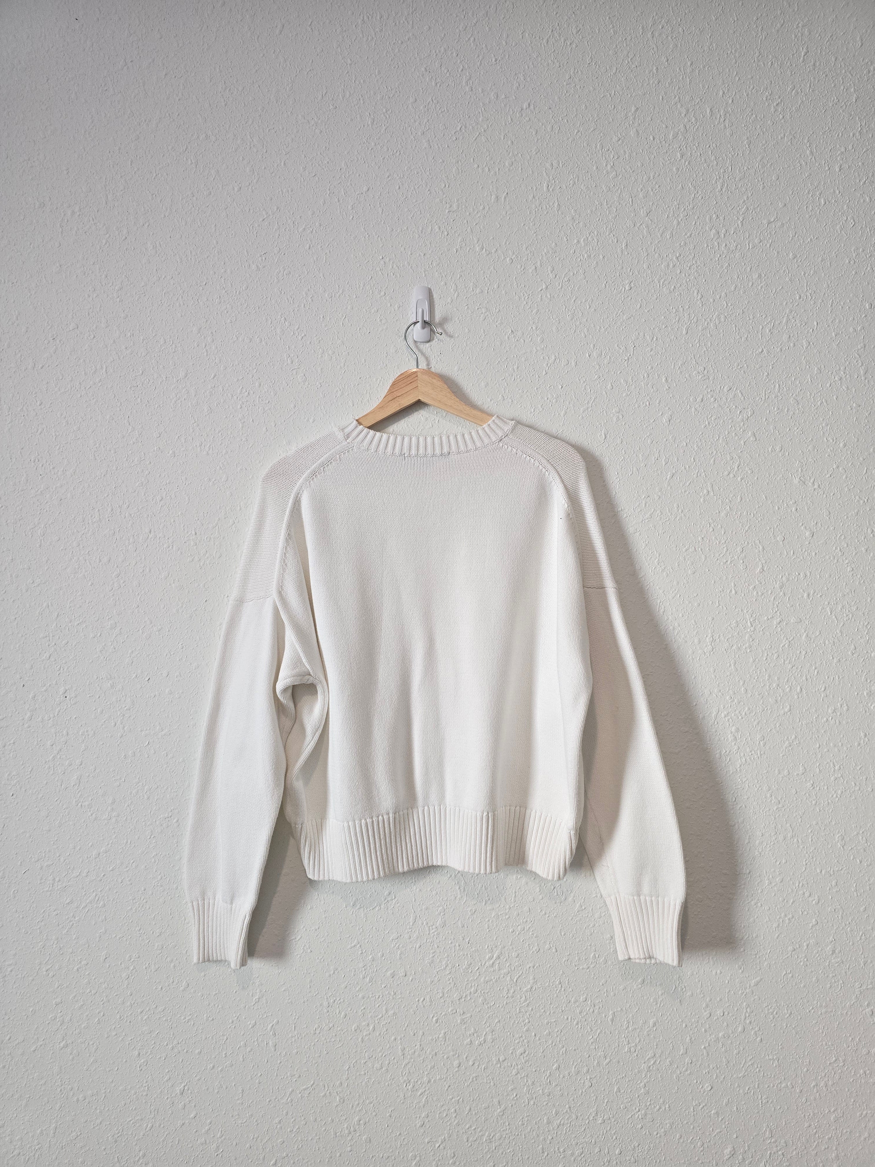 Quince White Cotton Sweater (S)
