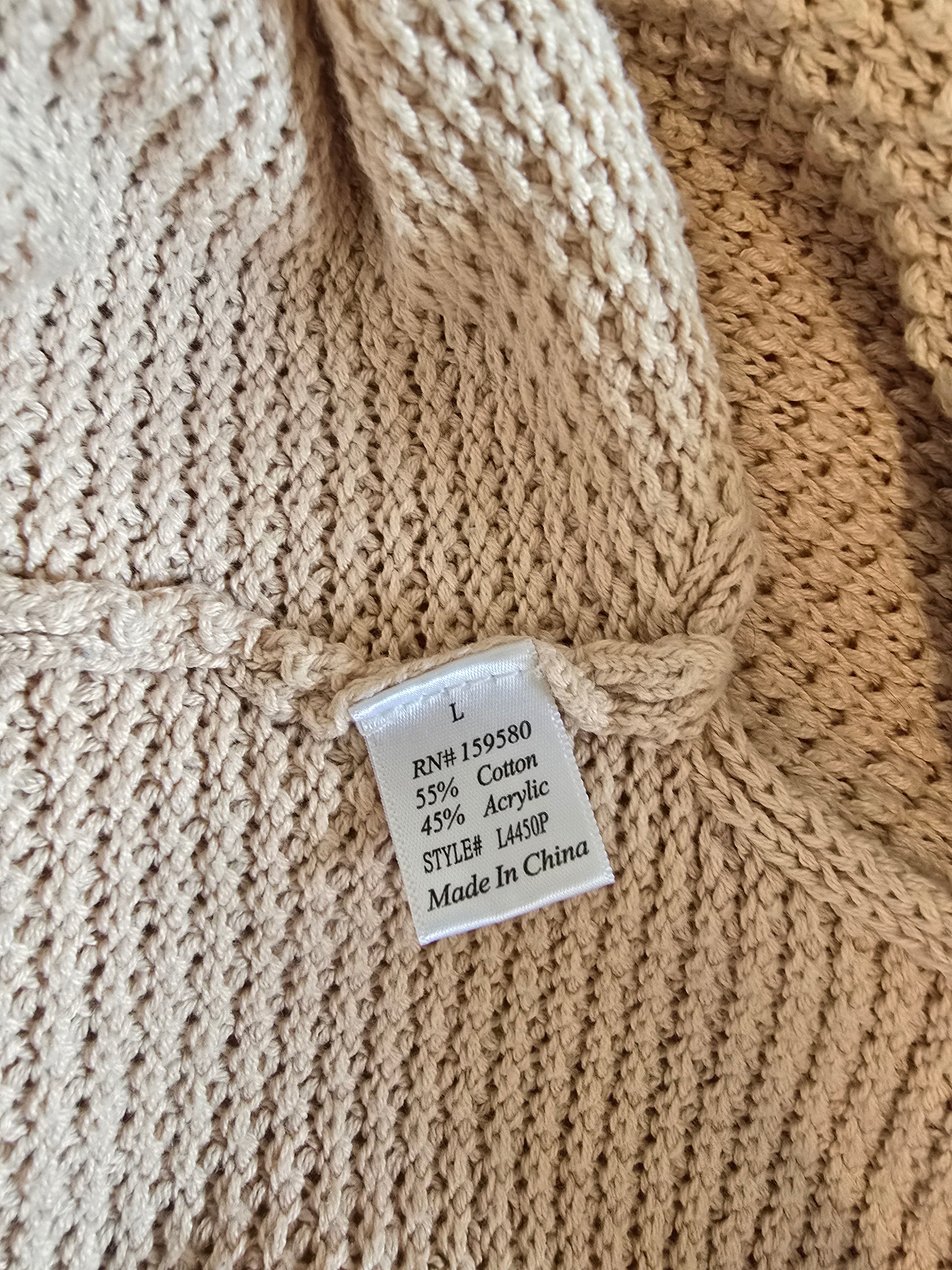 Pink Lily Waffle Henley Sweater (L)