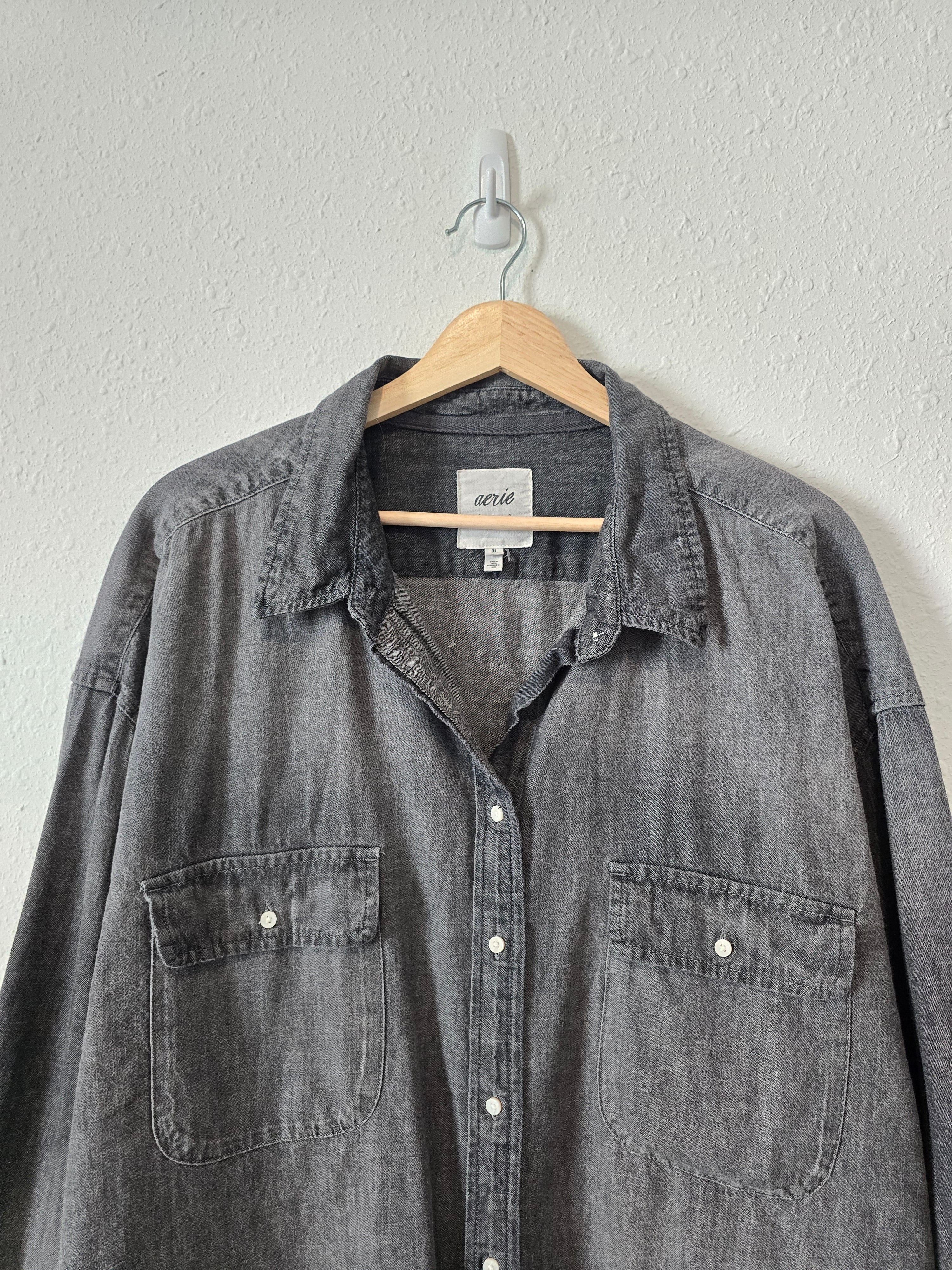 Aerie Cotton Button Up Shirt (XL)