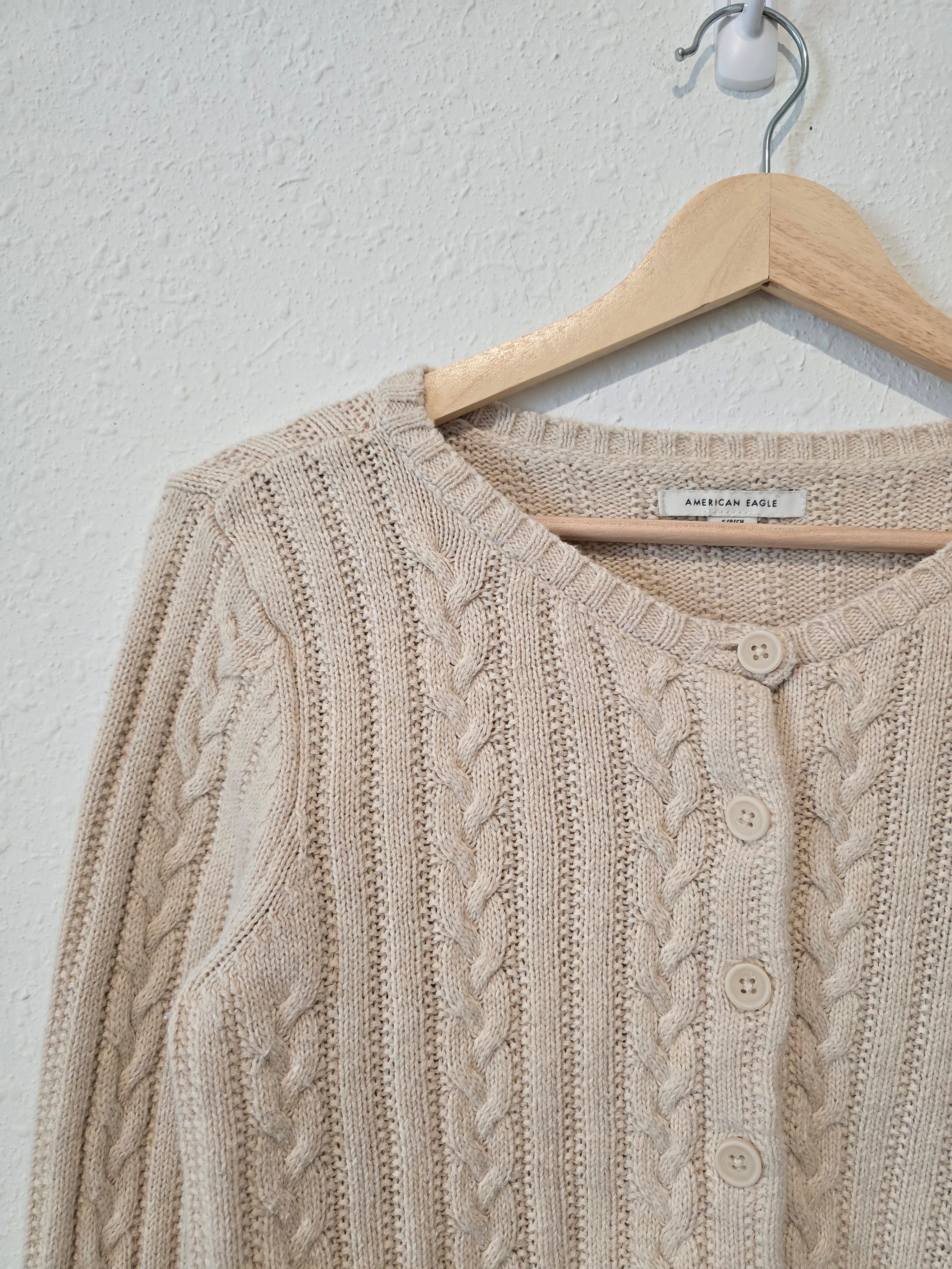 Oat Cable Knit Cropped Sweater (S)