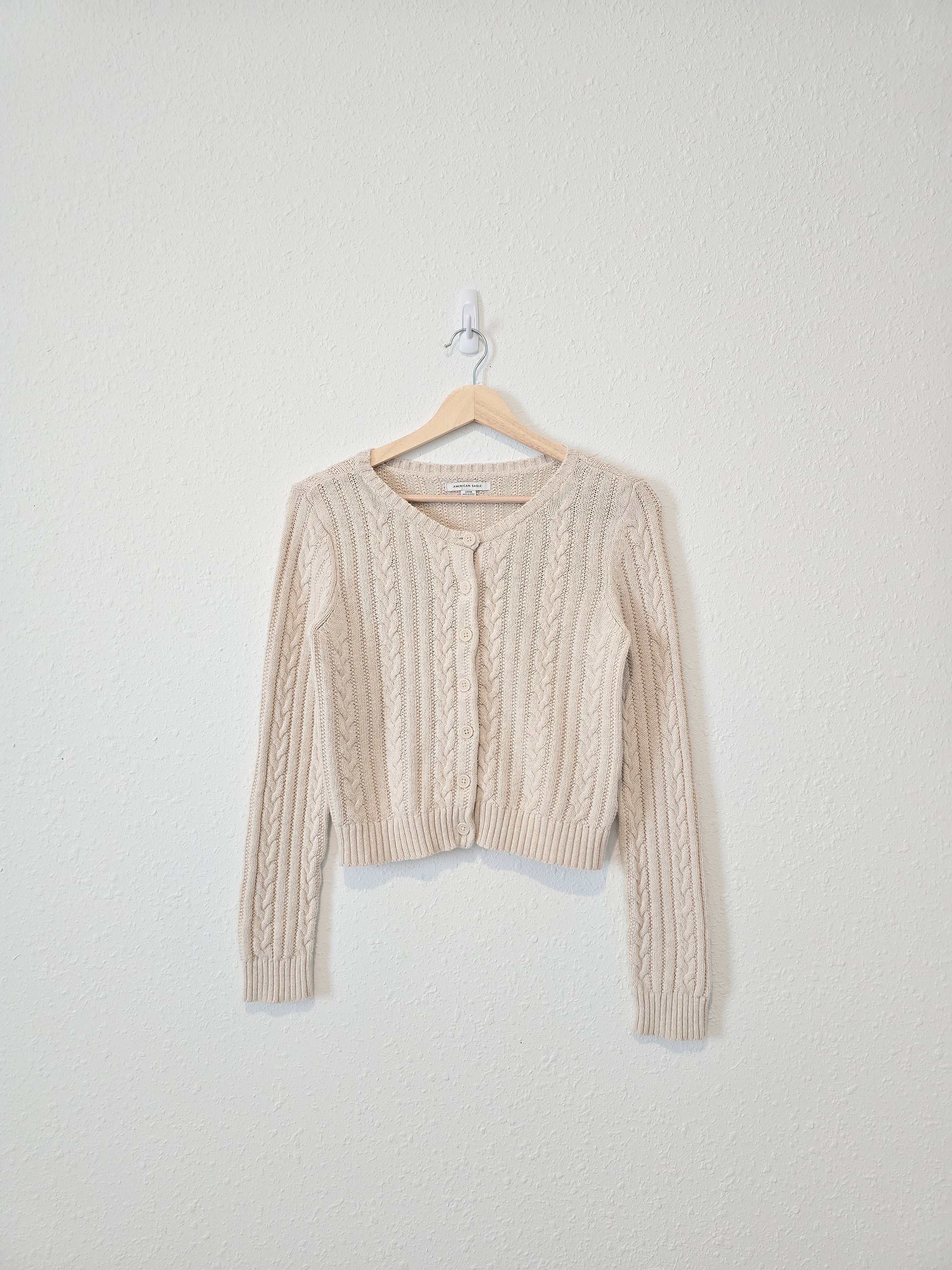 Oat Cable Knit Cropped Sweater (S)