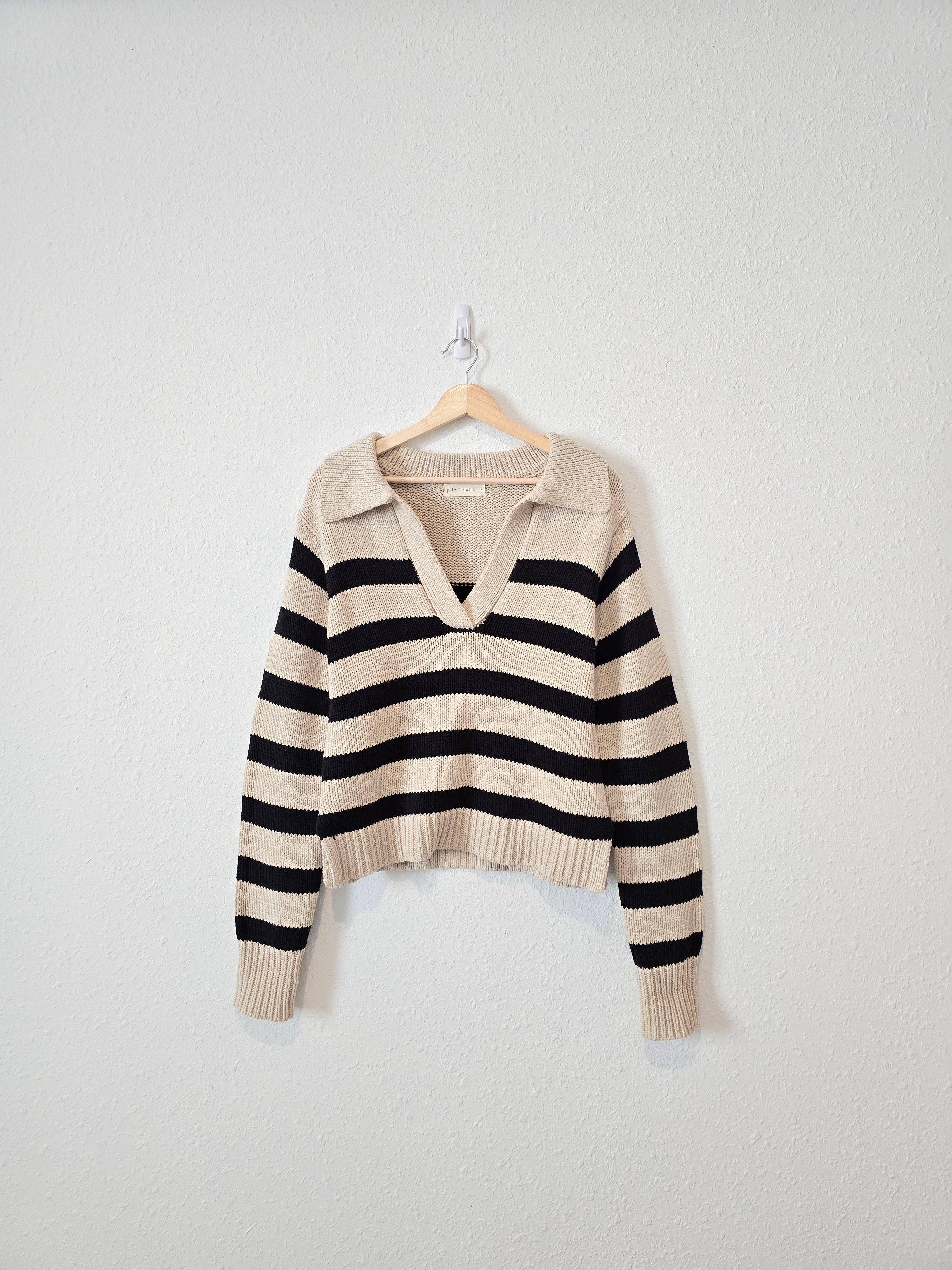 By Together Striped Collared Sweater (S)