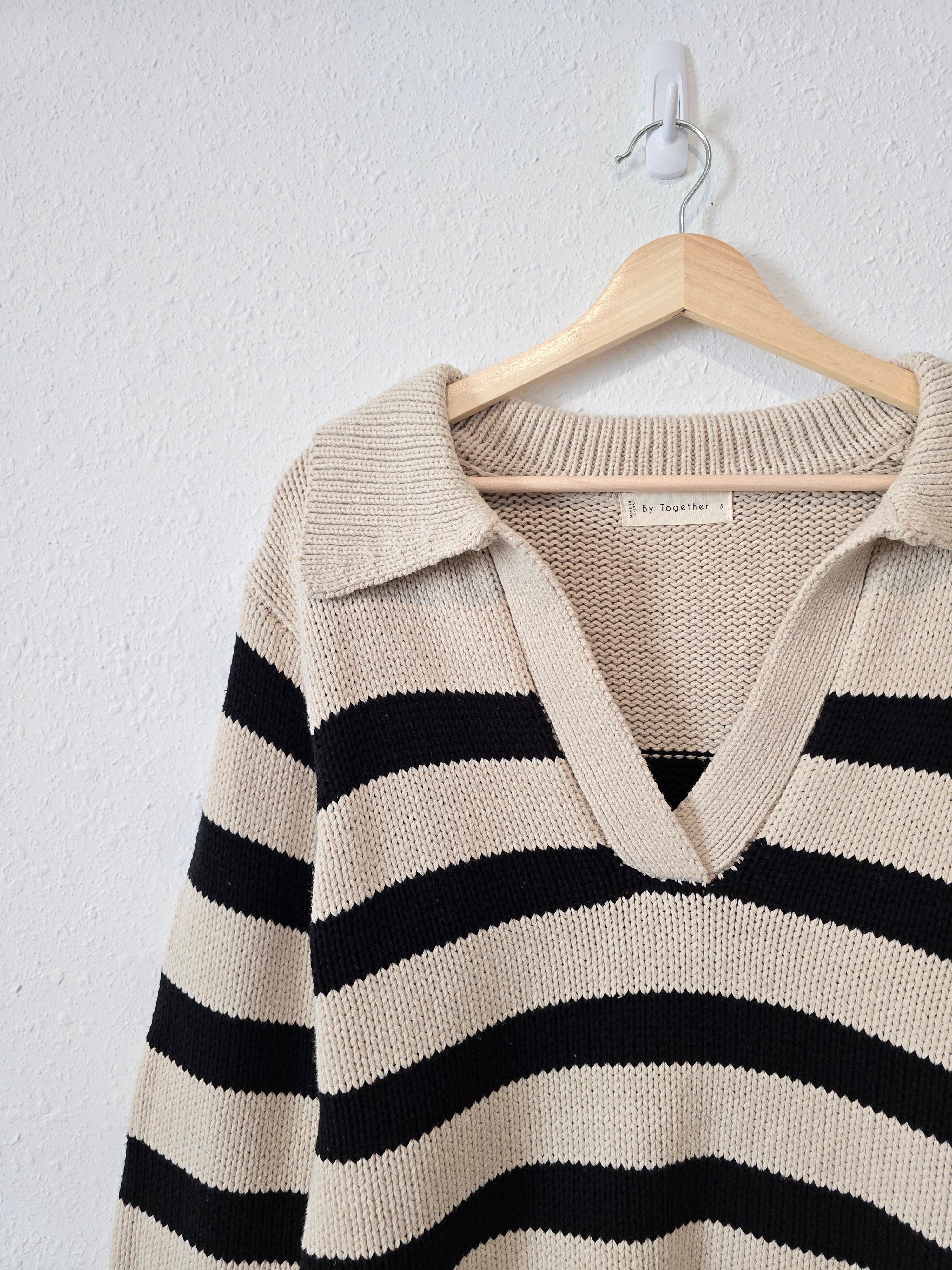 By Together Striped Collared Sweater (S)
