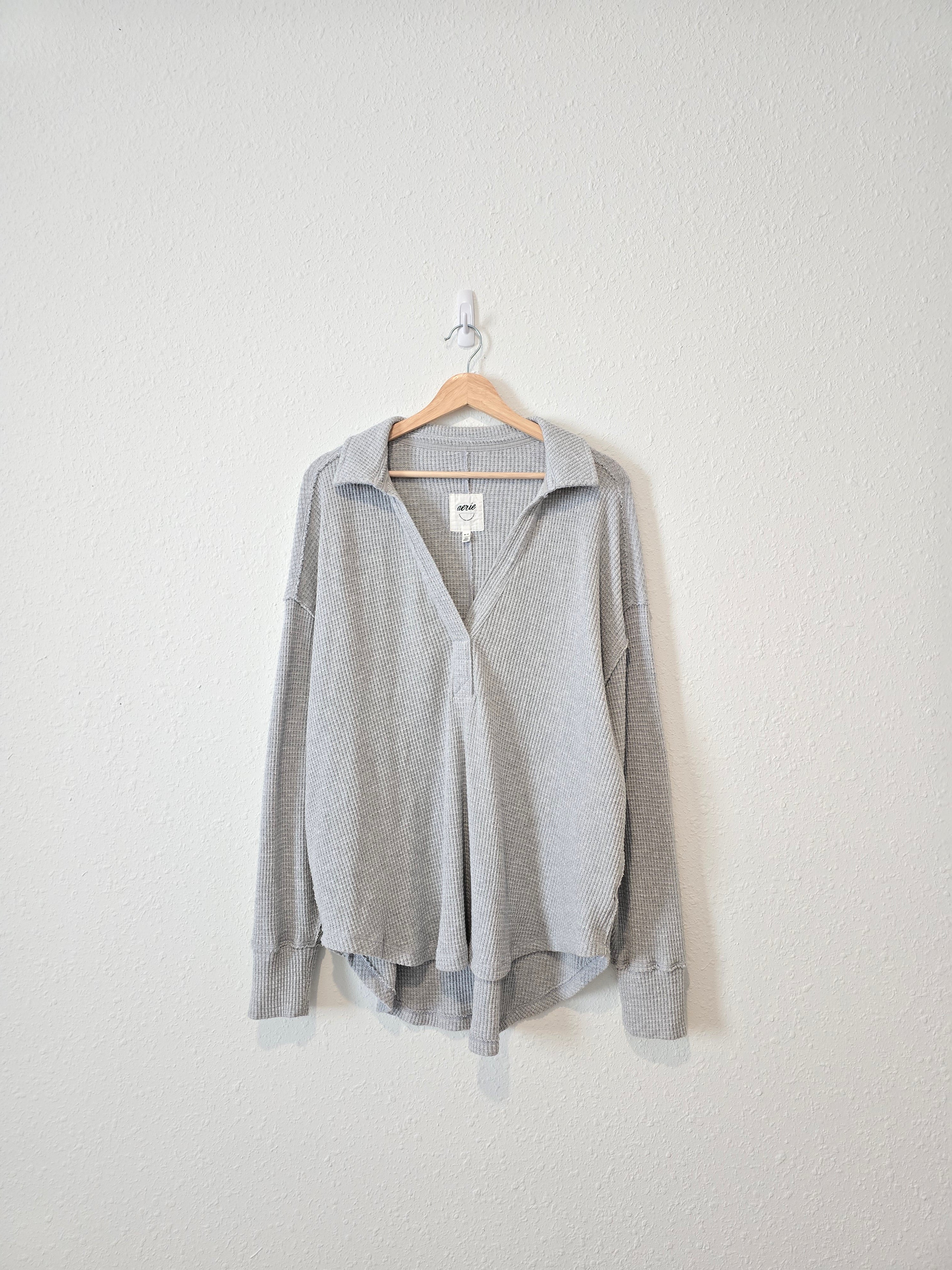 Aerie Gray Waffle Pullover (M)