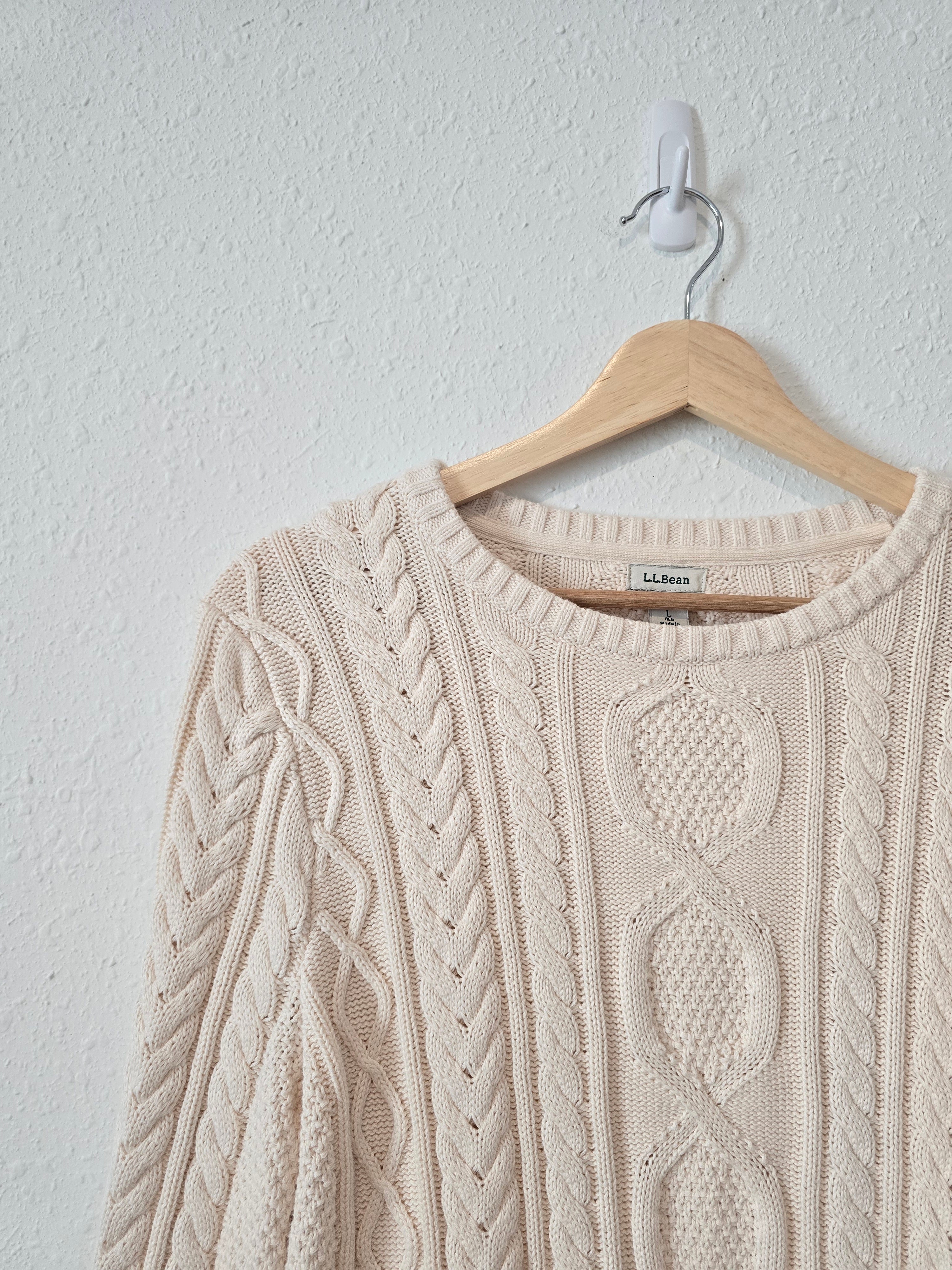 LL Bean Cable Knit Cotton Sweater (L)