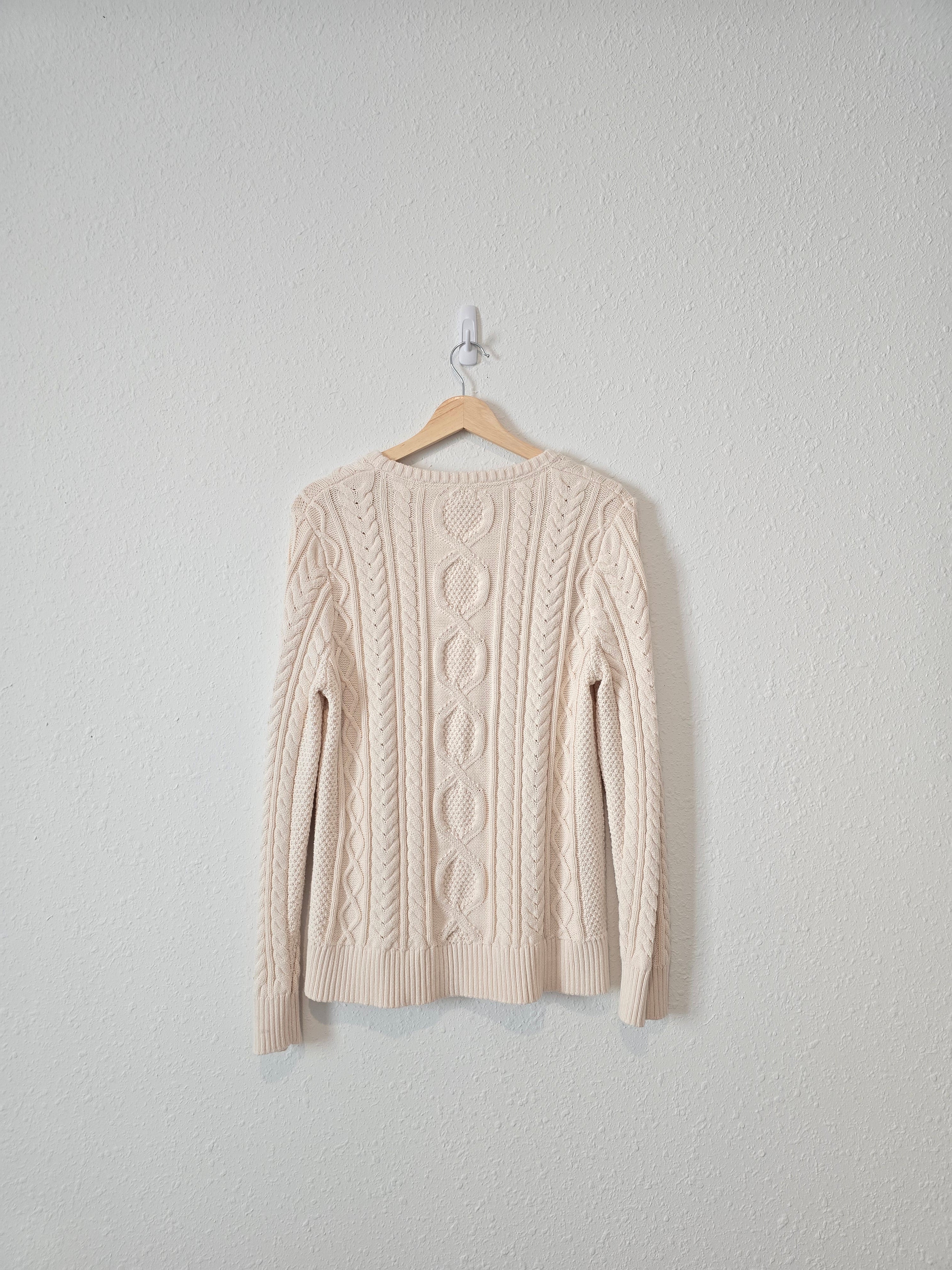 LL Bean Cable Knit Cotton Sweater (L)