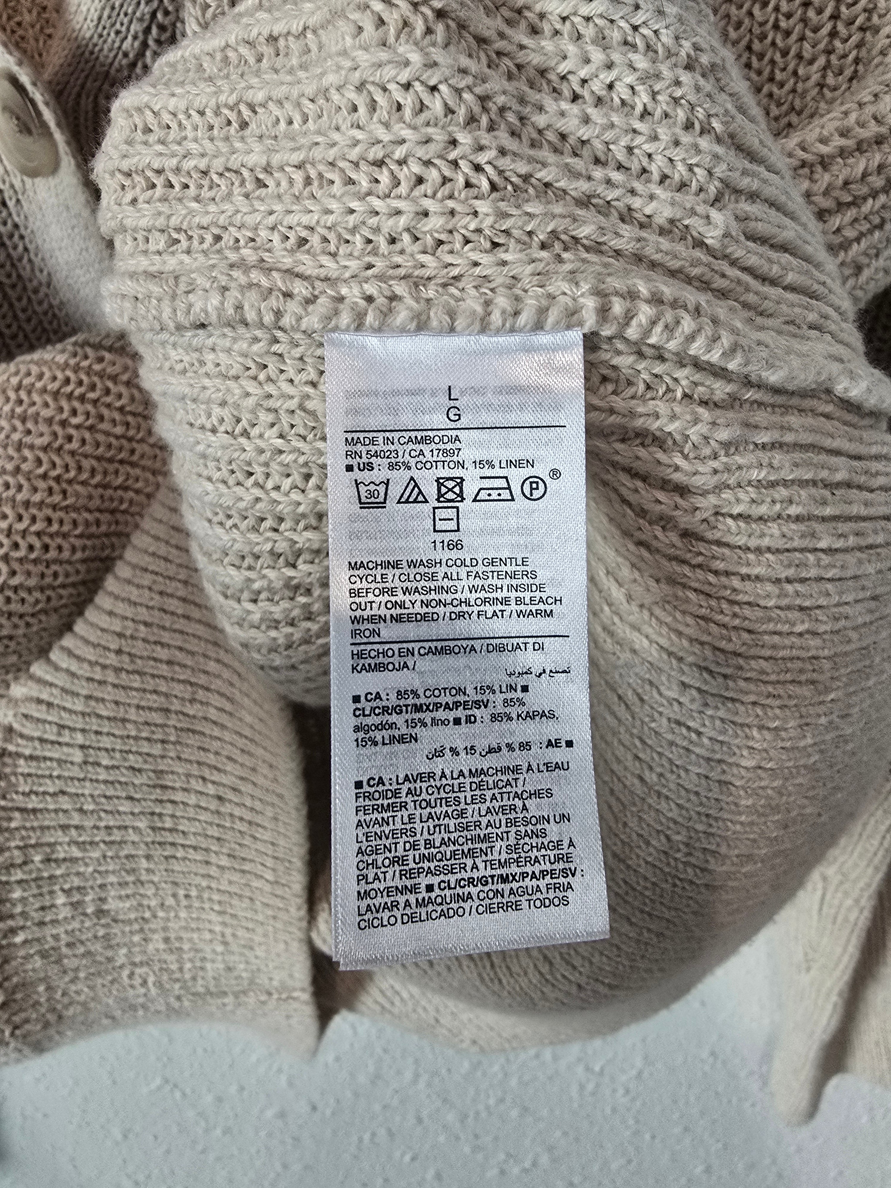 Oat Cotton Linen Sweater (L)