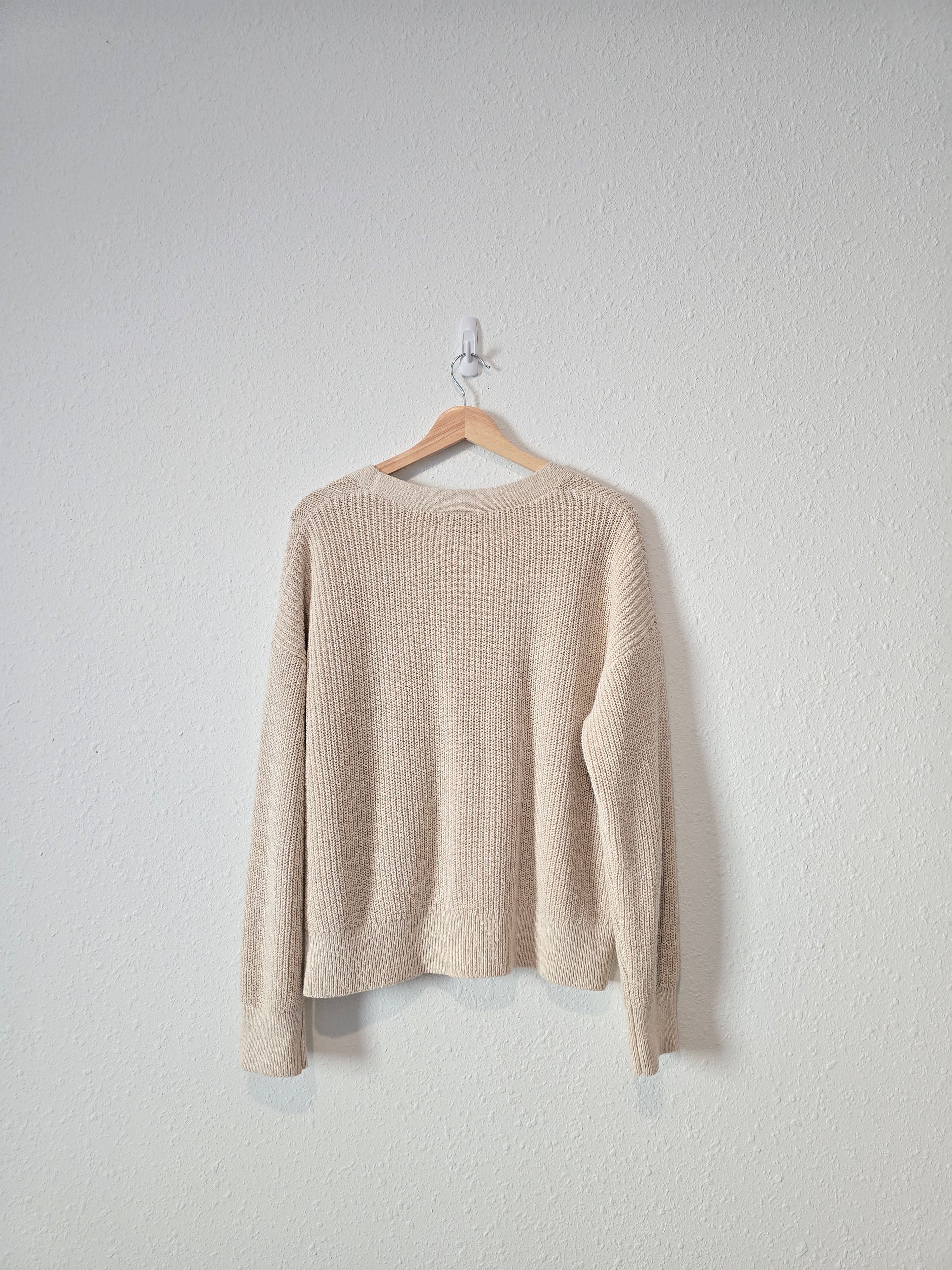 Oat Cotton Linen Sweater (L)