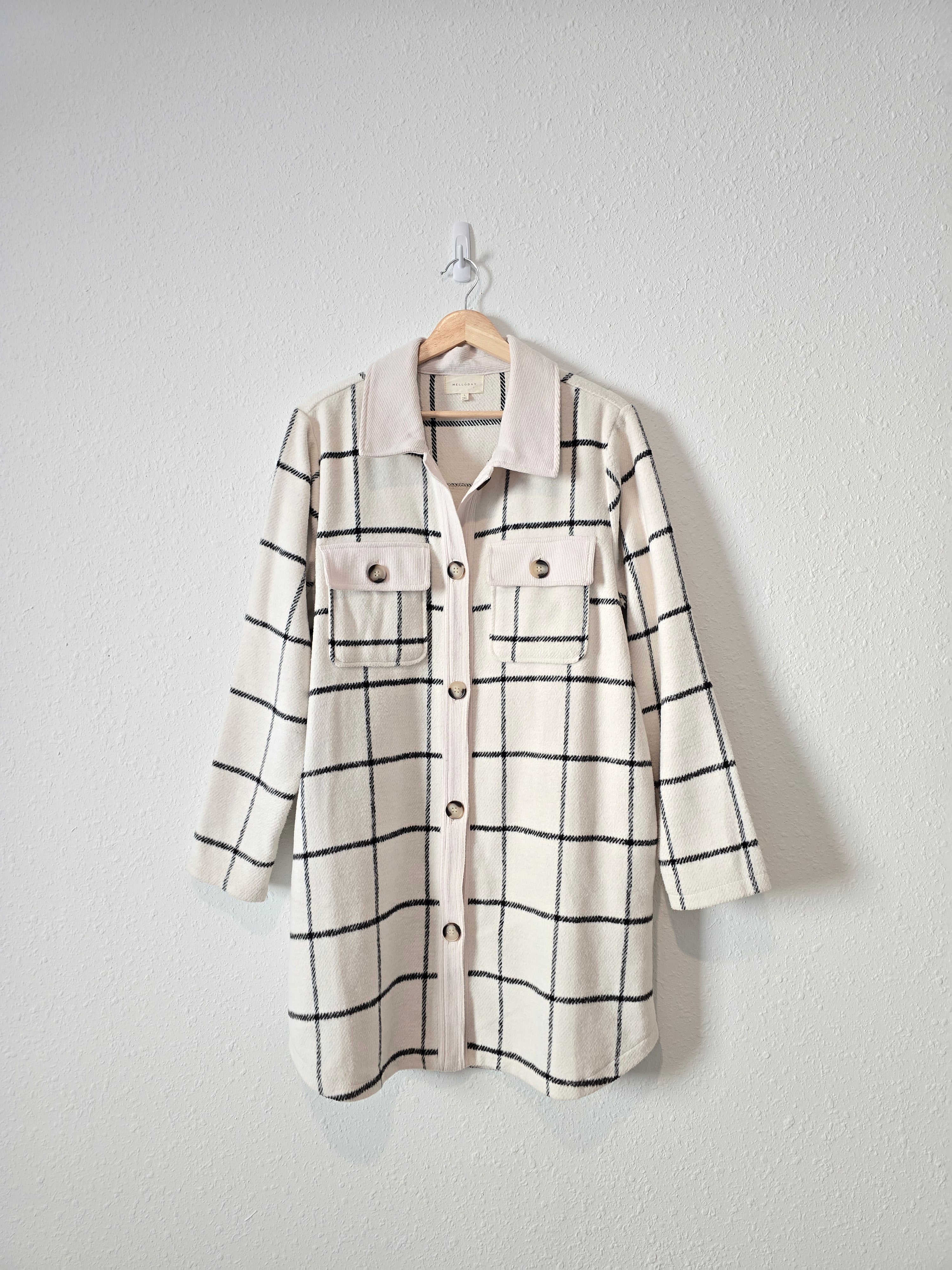 Checkered Button Up Shacket (L)