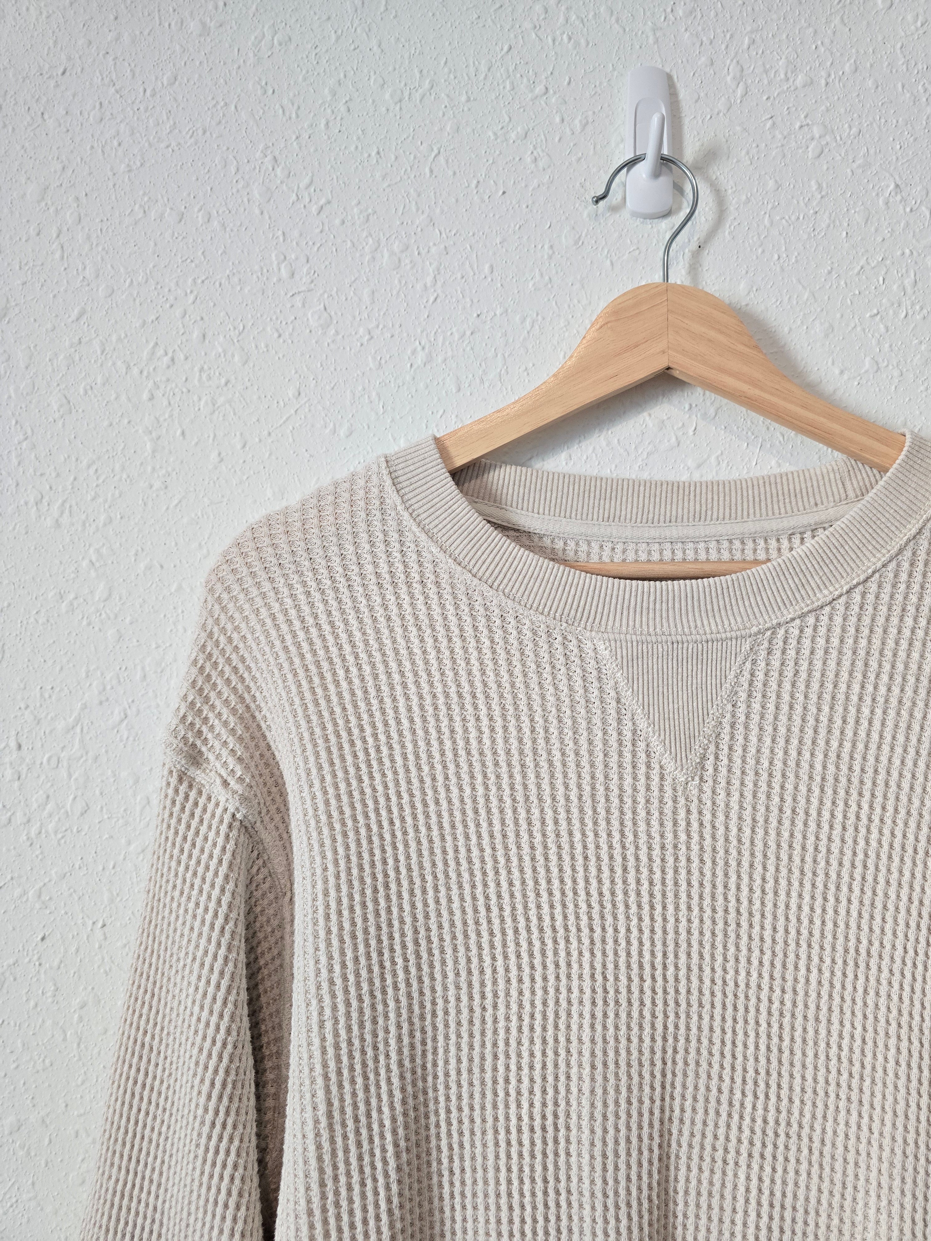 Aerie Oat Waffle Crewneck Sweatshirt (S)
