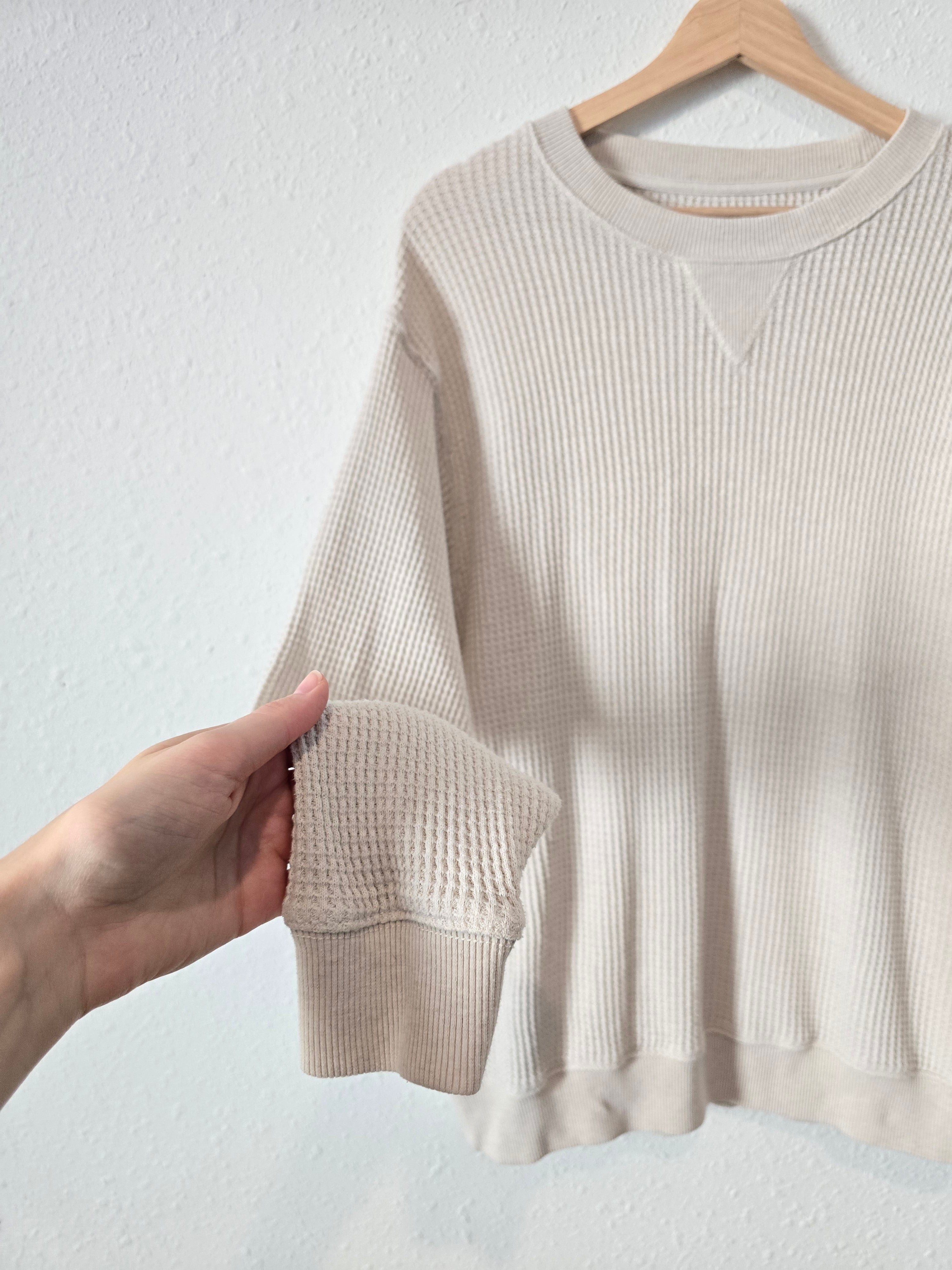 Aerie Oat Waffle Crewneck Sweatshirt (S)