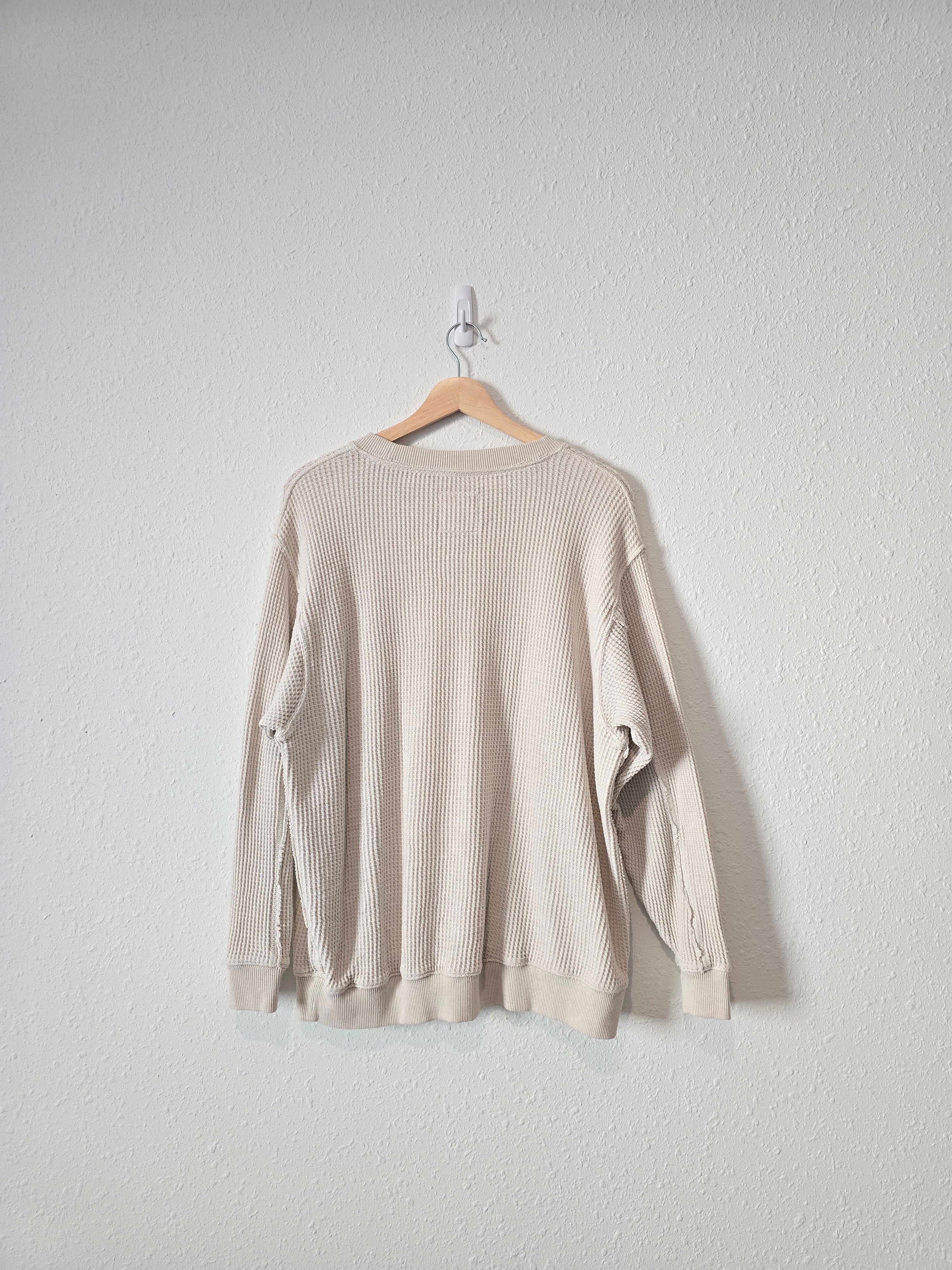 Aerie Oat Waffle Crewneck Sweatshirt (S)