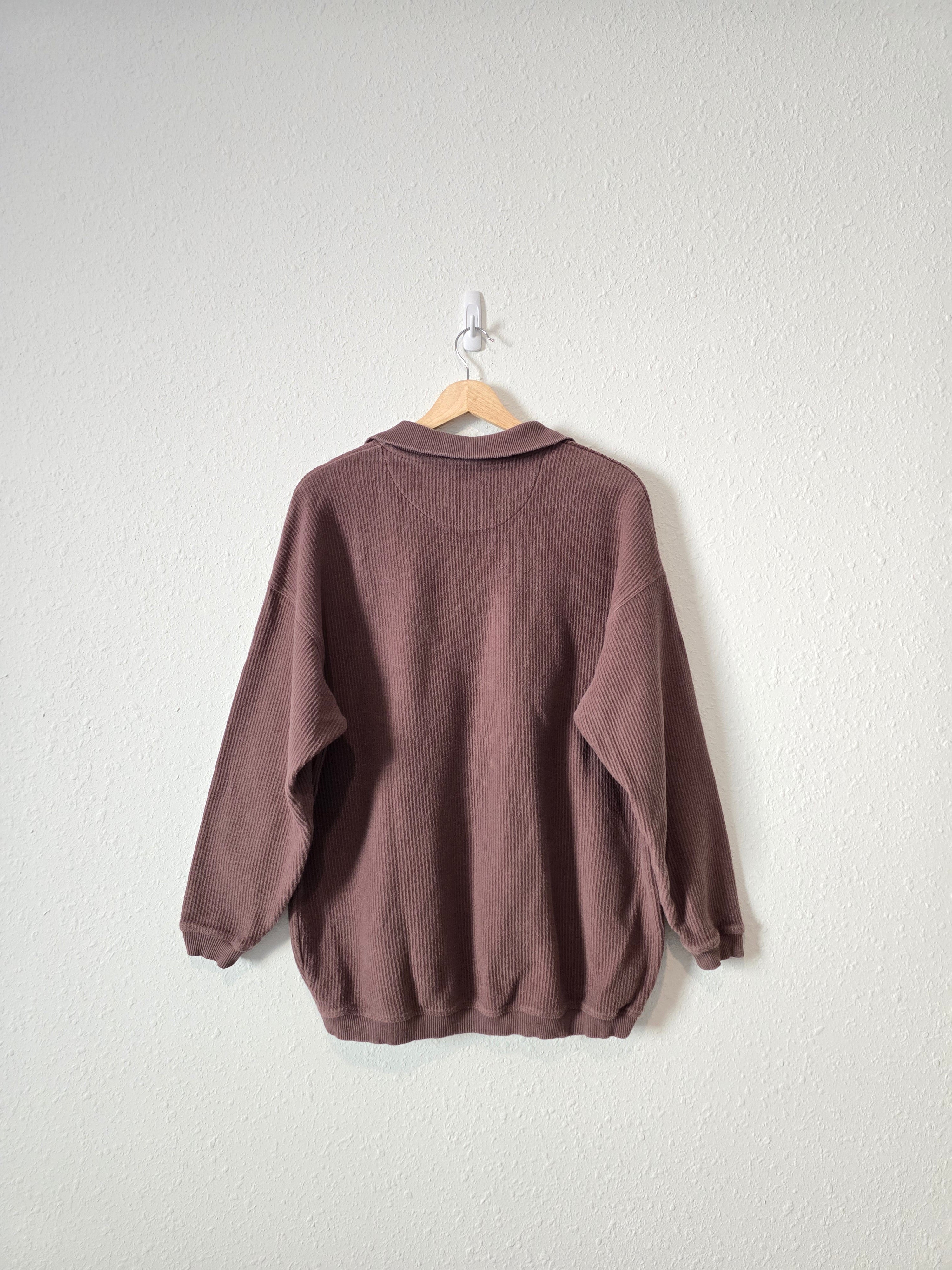 Aerie Brown Rib Quarter Zip Pullover (XS)