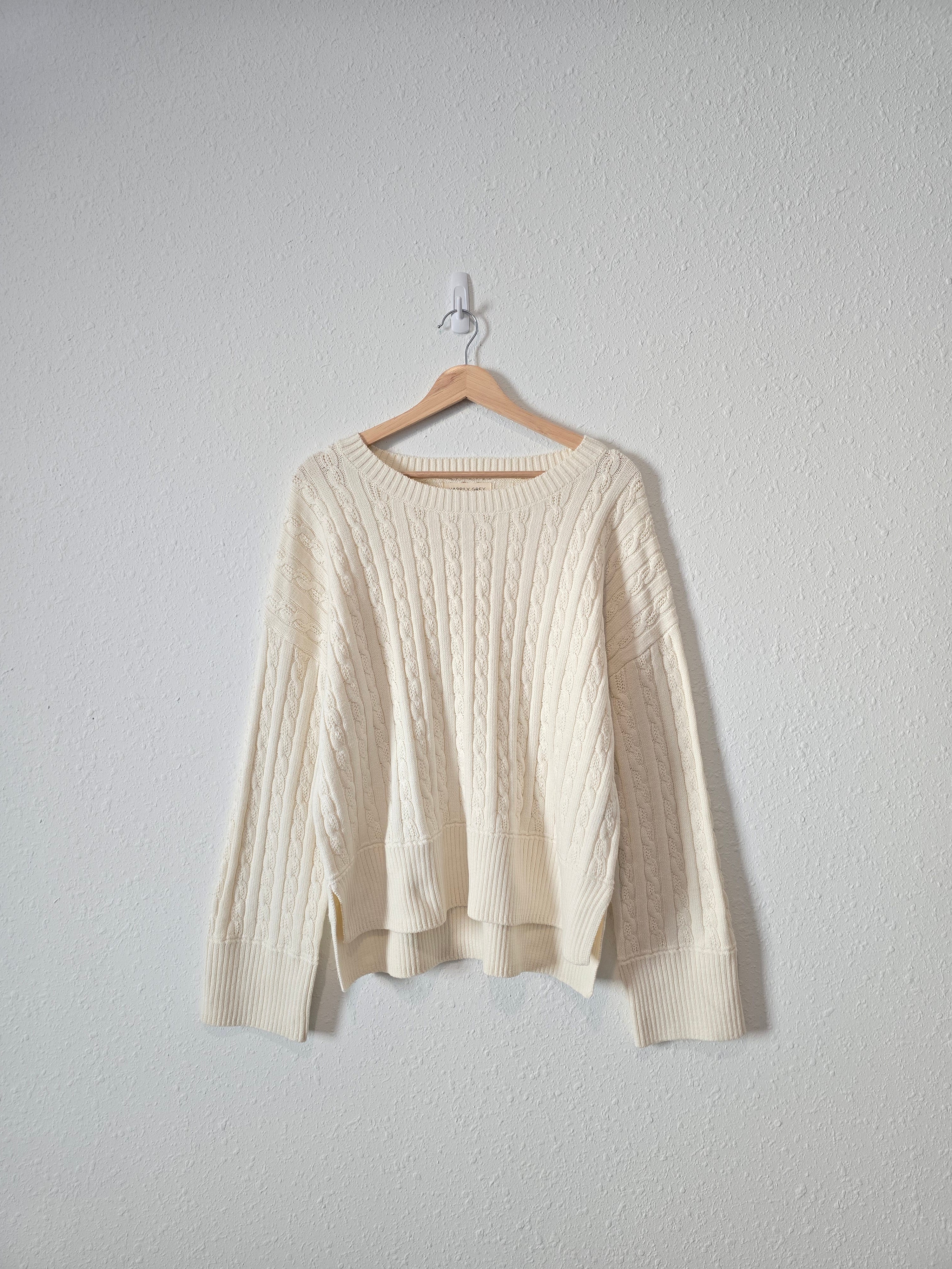 Cream Cable Knit Sweater (XL)