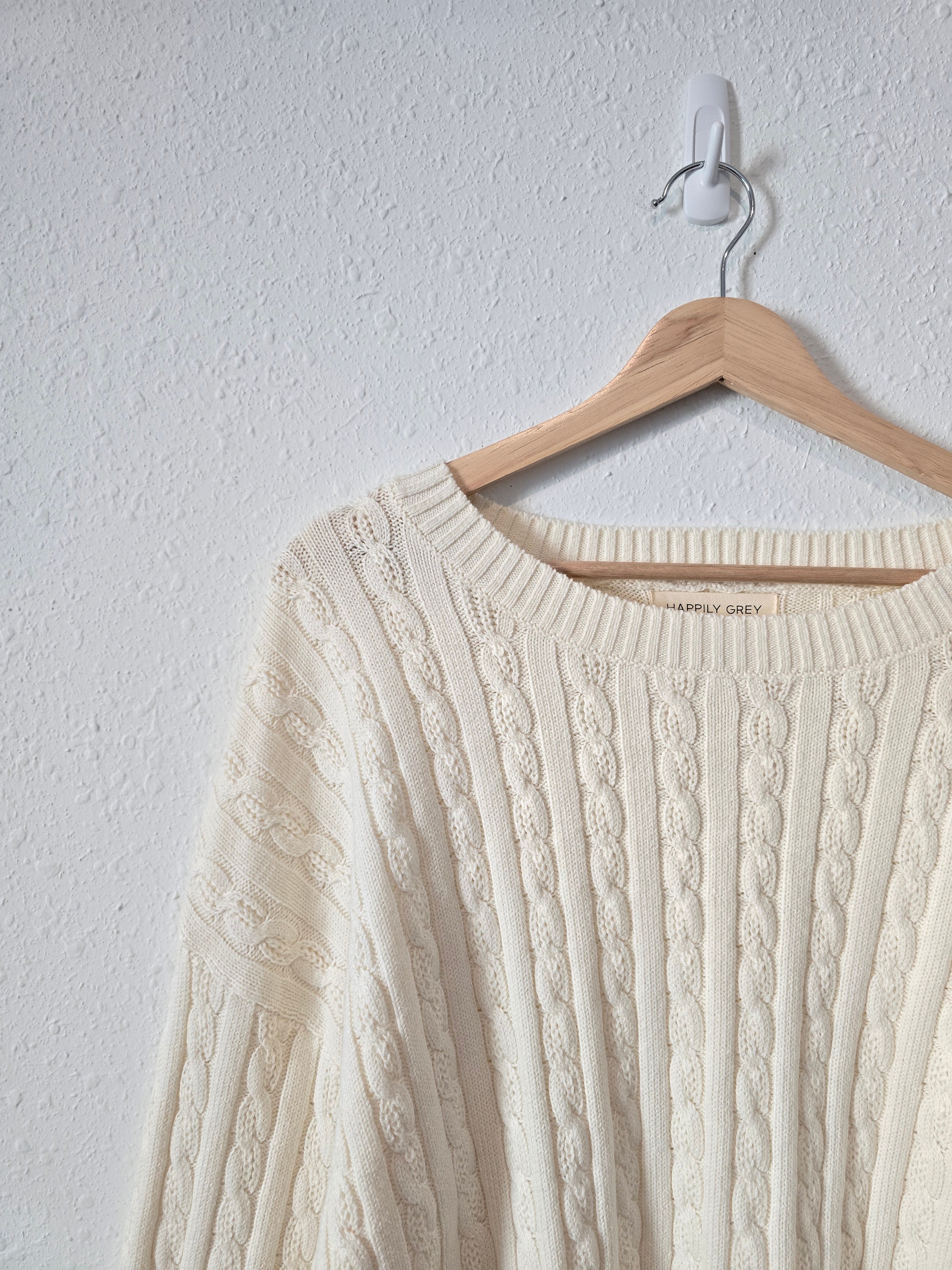 Cream Cable Knit Sweater (XL)