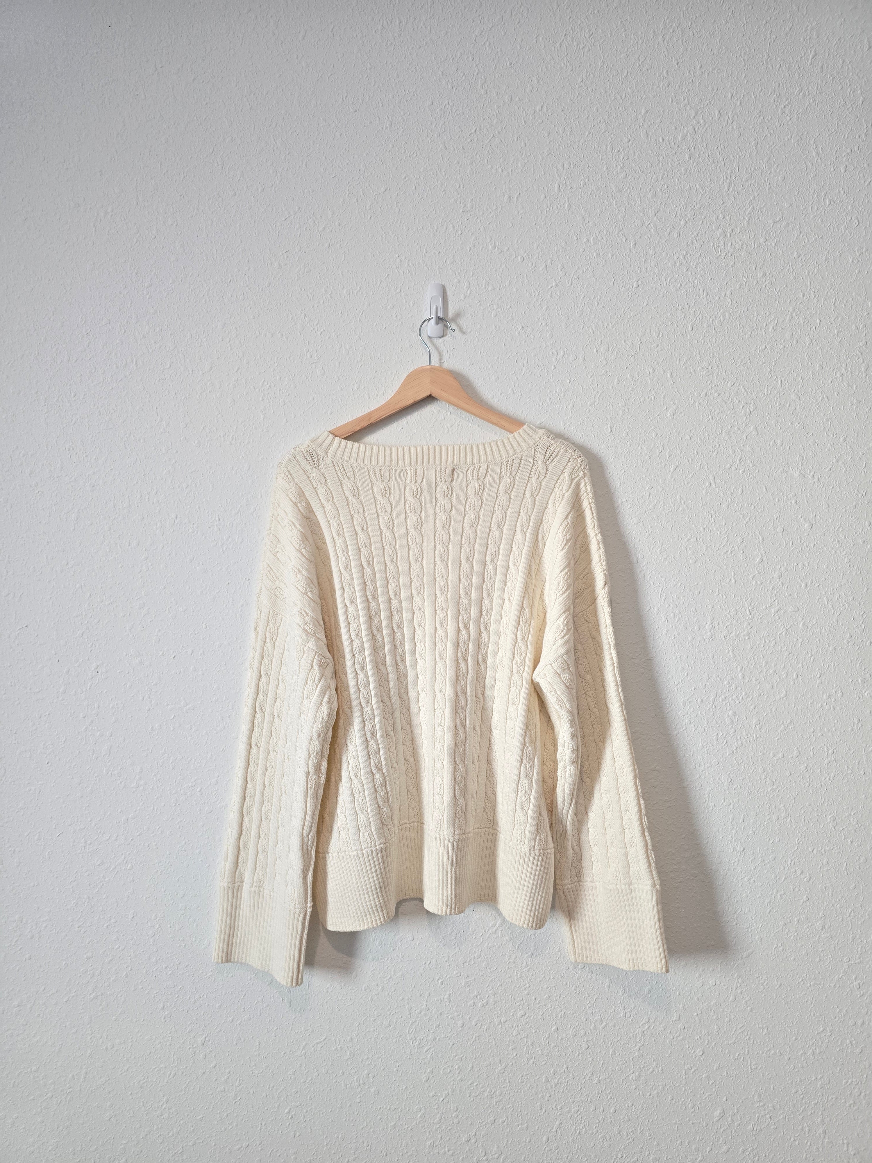 Cream Cable Knit Sweater (XL)