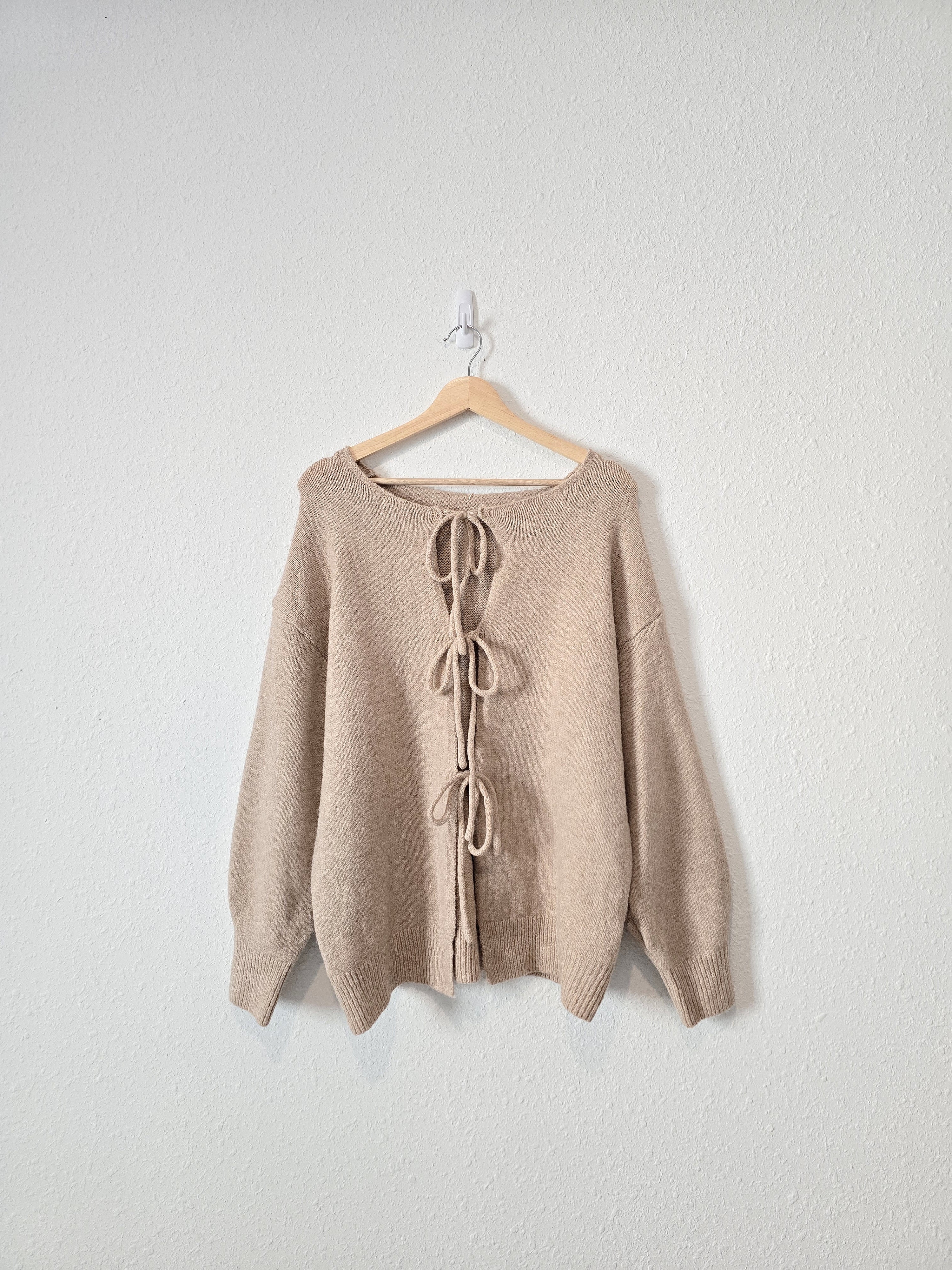 NEW Neutral Tie Front Sweater (XL)