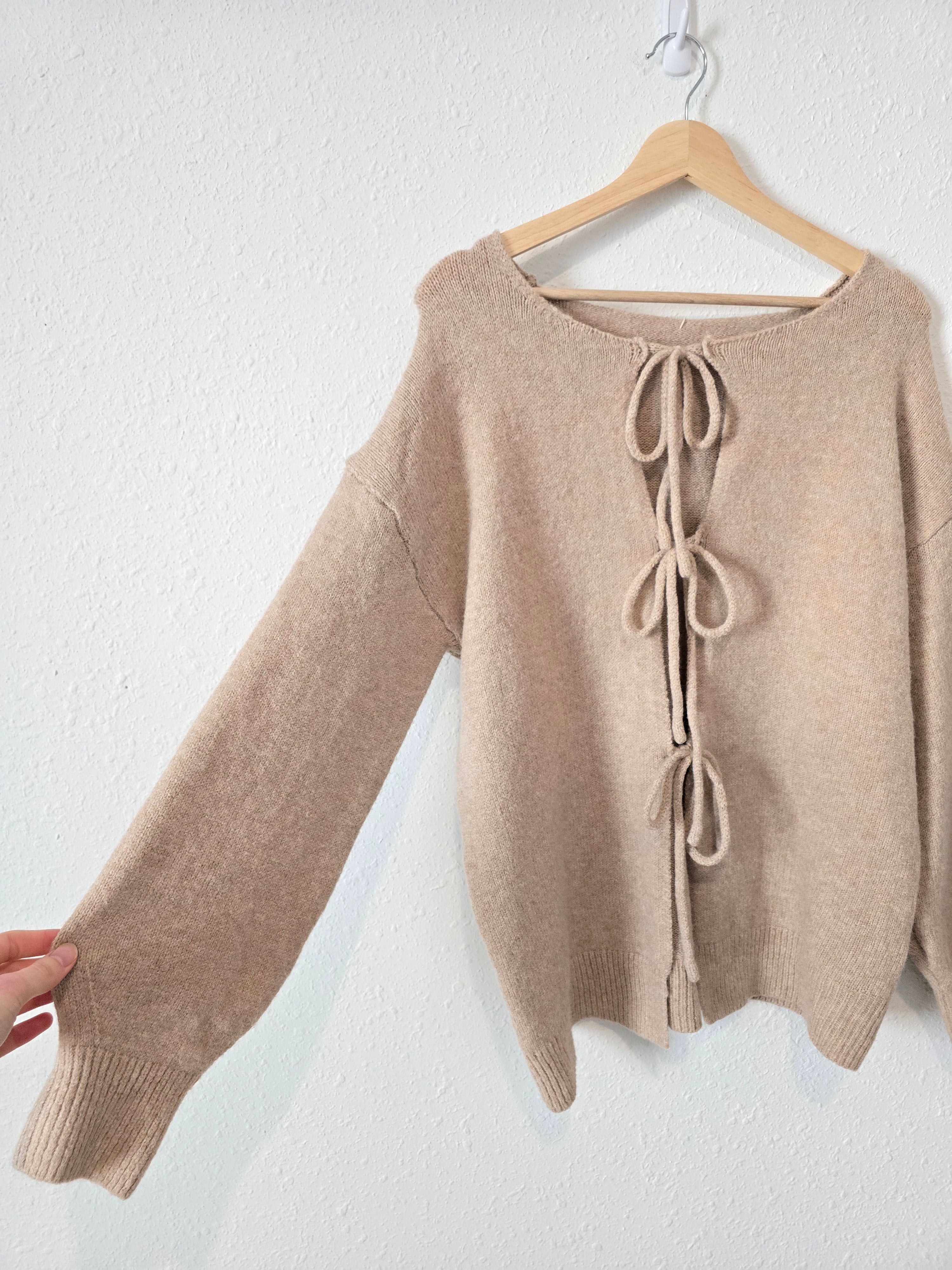 NEW Neutral Tie Front Sweater (XL)