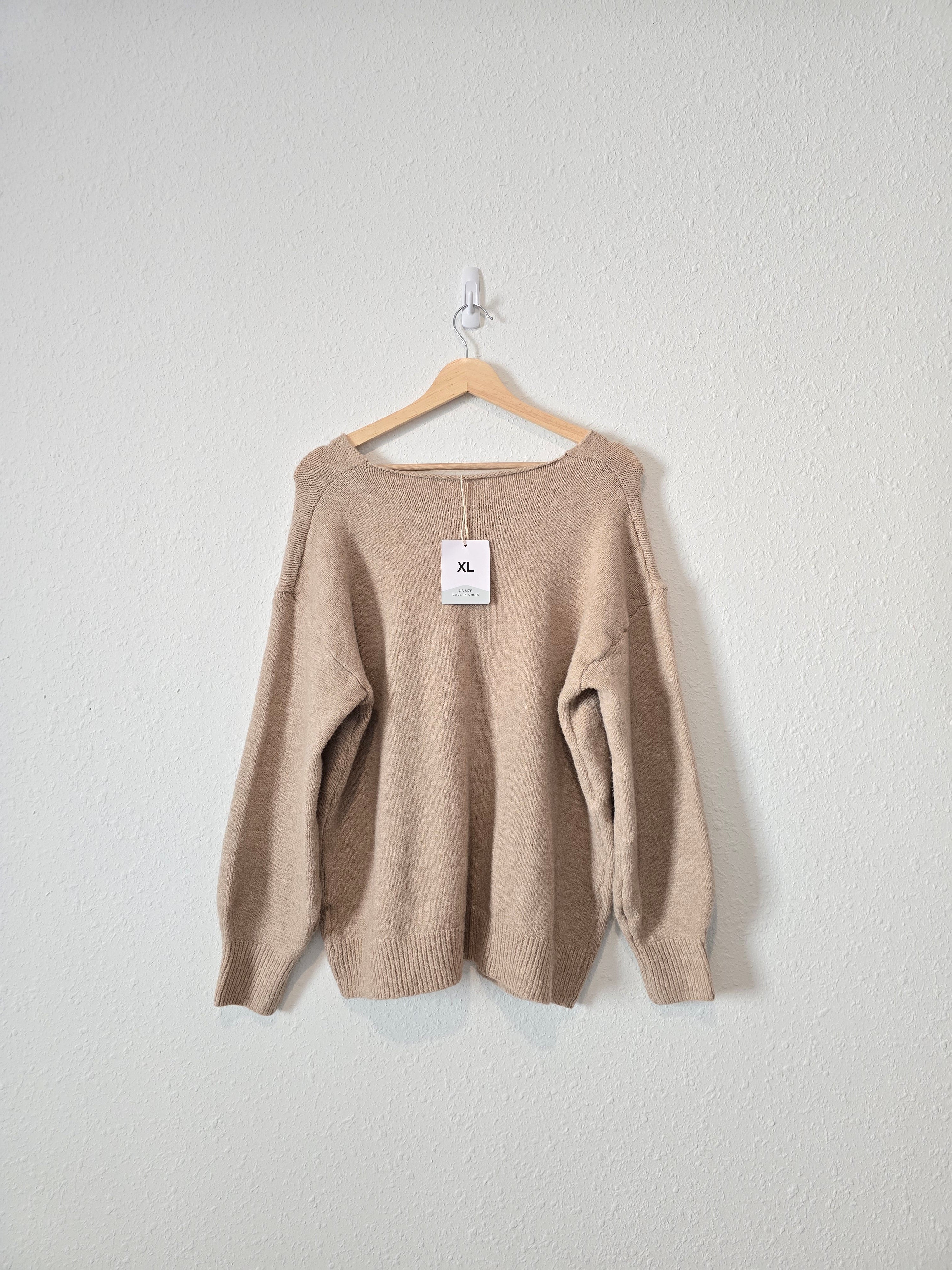 NEW Neutral Tie Front Sweater (XL)