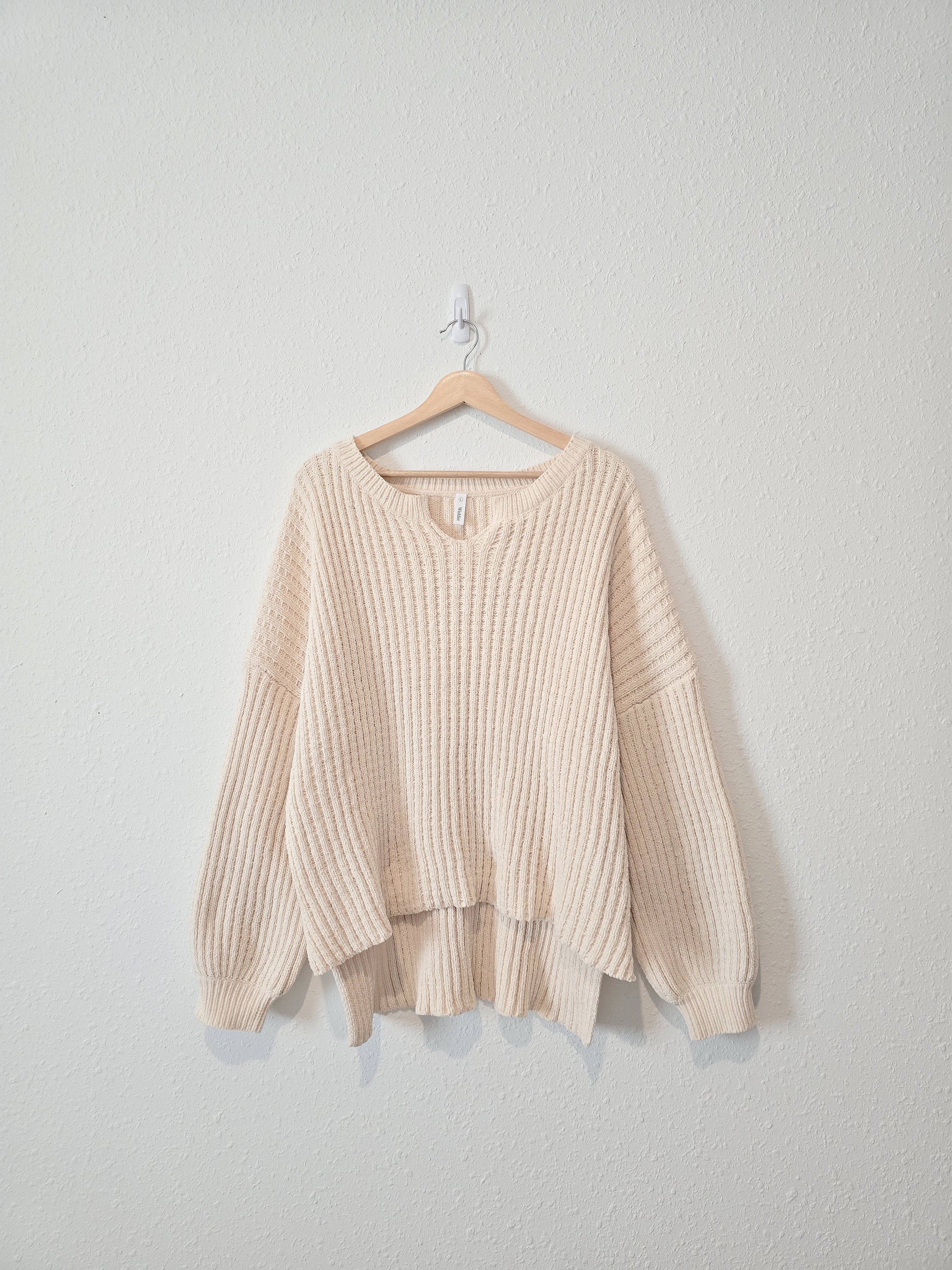 Cream Textured Knit Sweater (L)