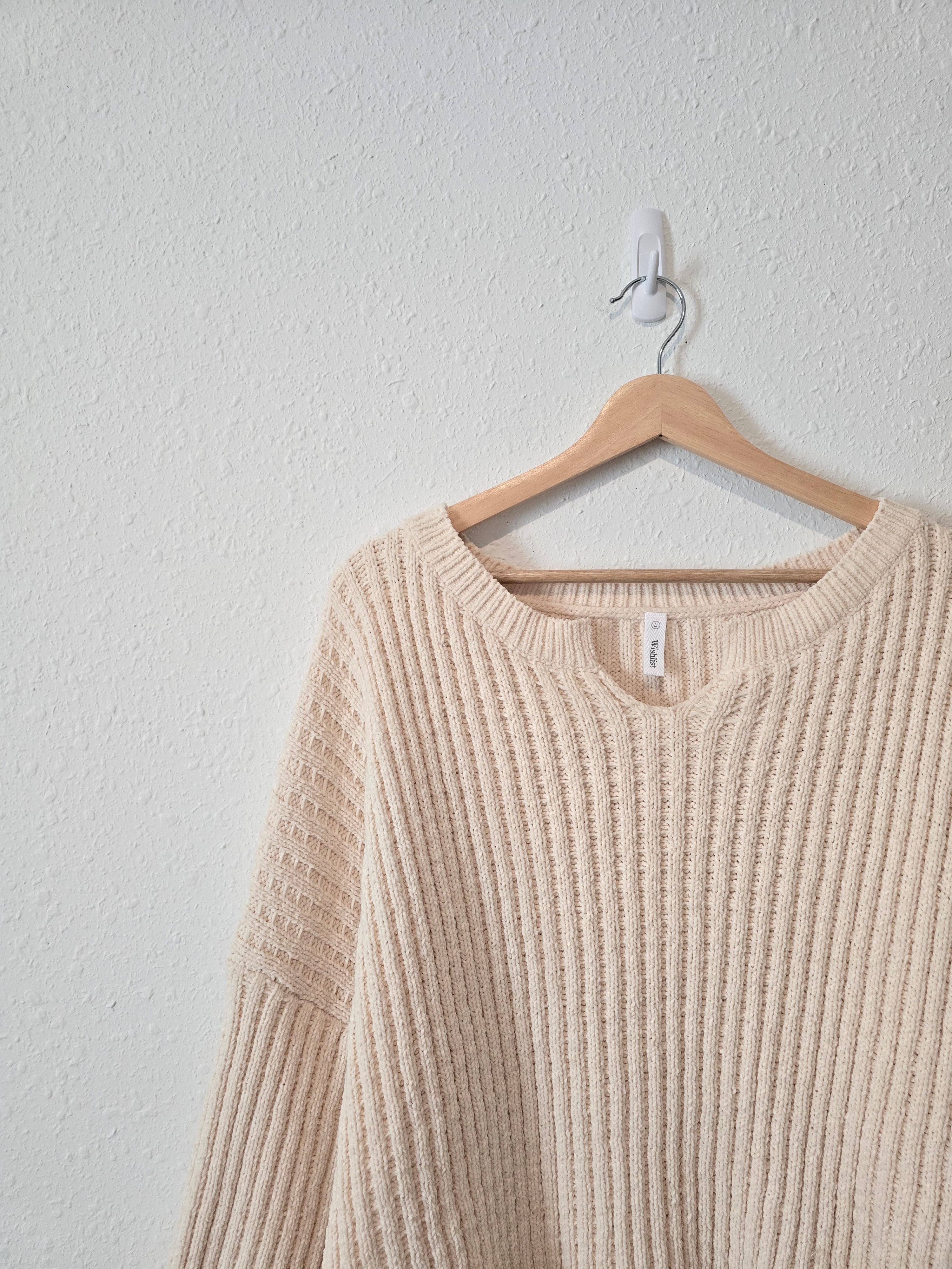 Cream Textured Knit Sweater (L)