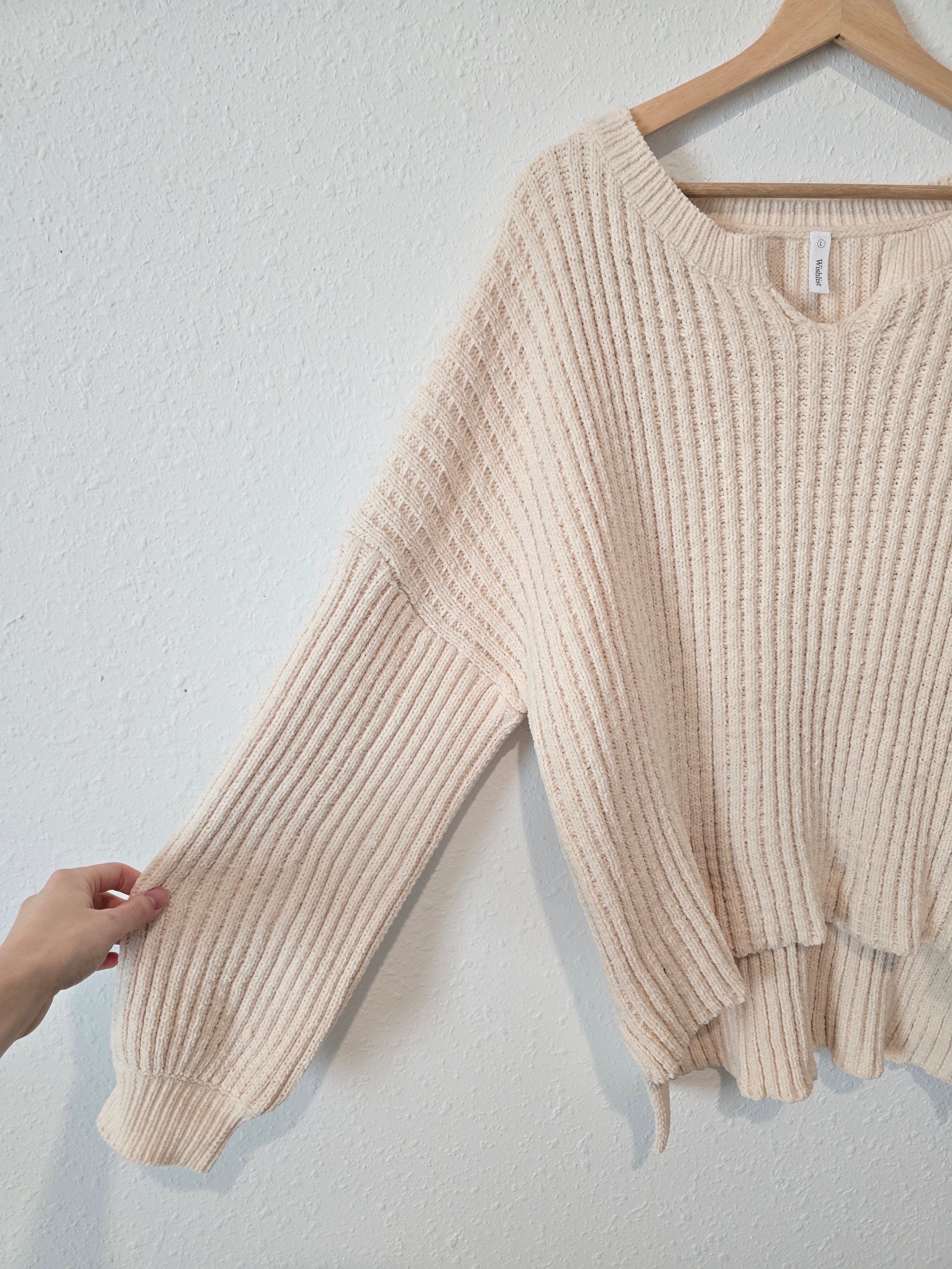 Cream Textured Knit Sweater (L)