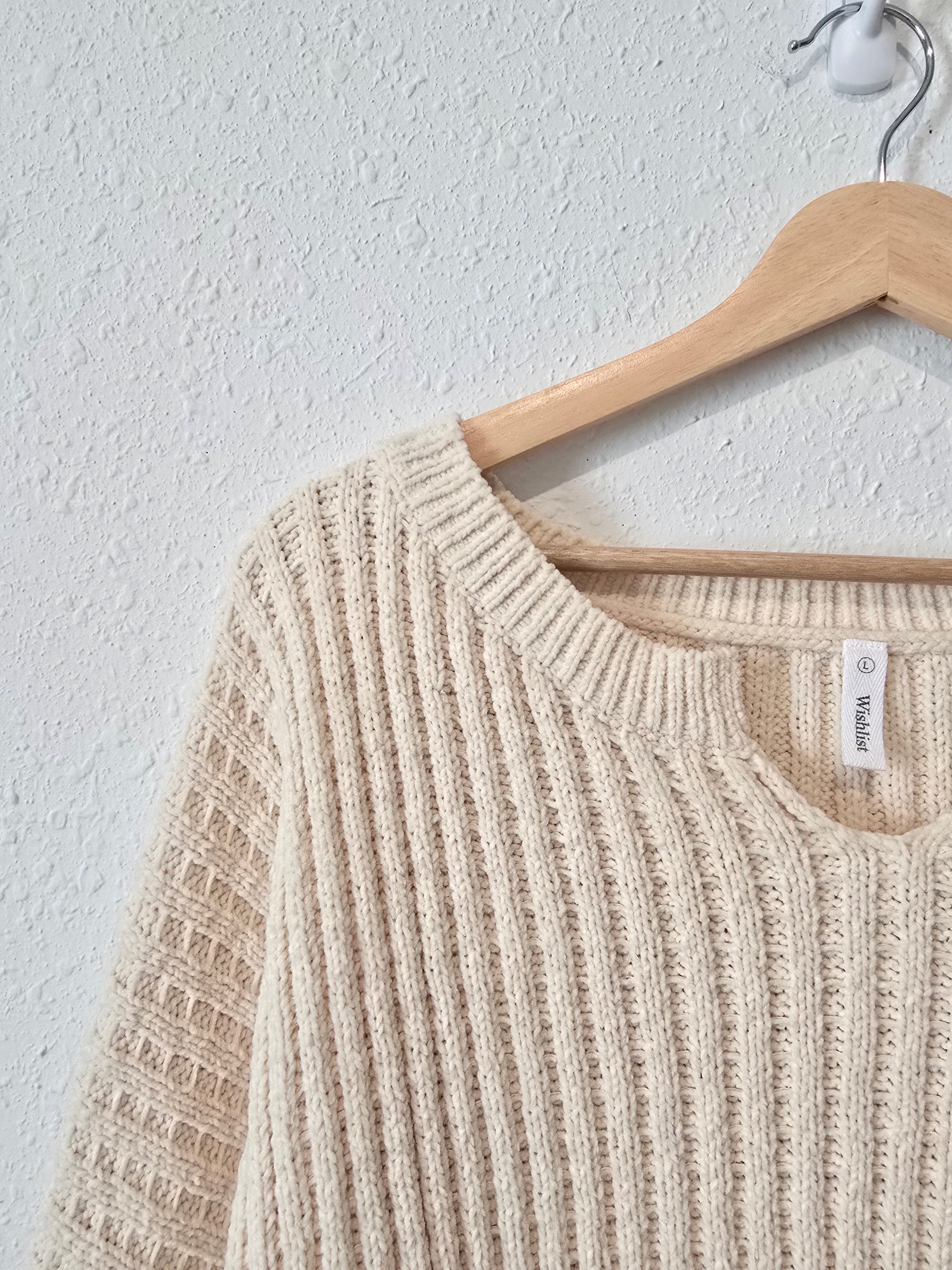 Cream Textured Knit Sweater (L)
