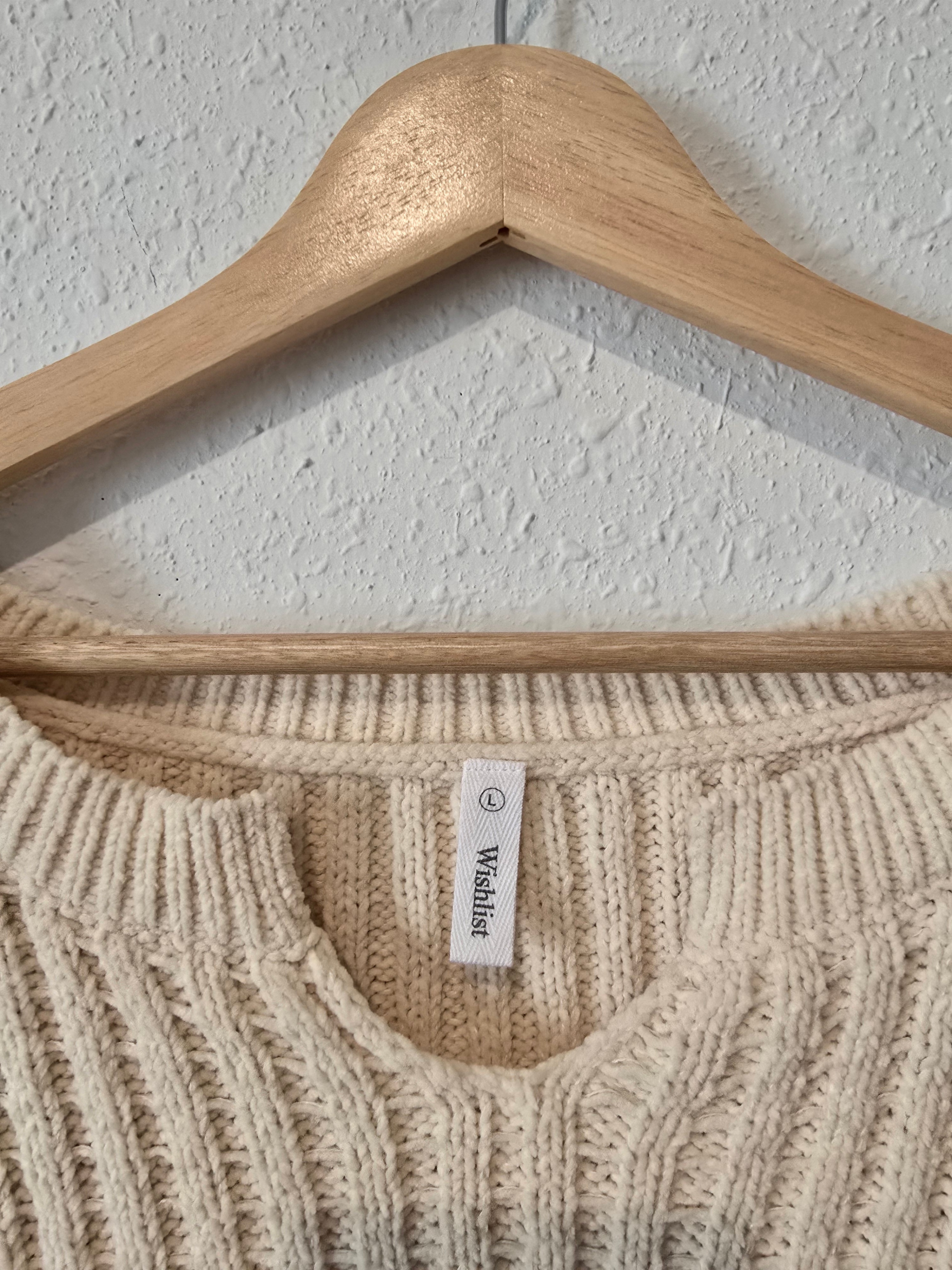 Cream Textured Knit Sweater (L)