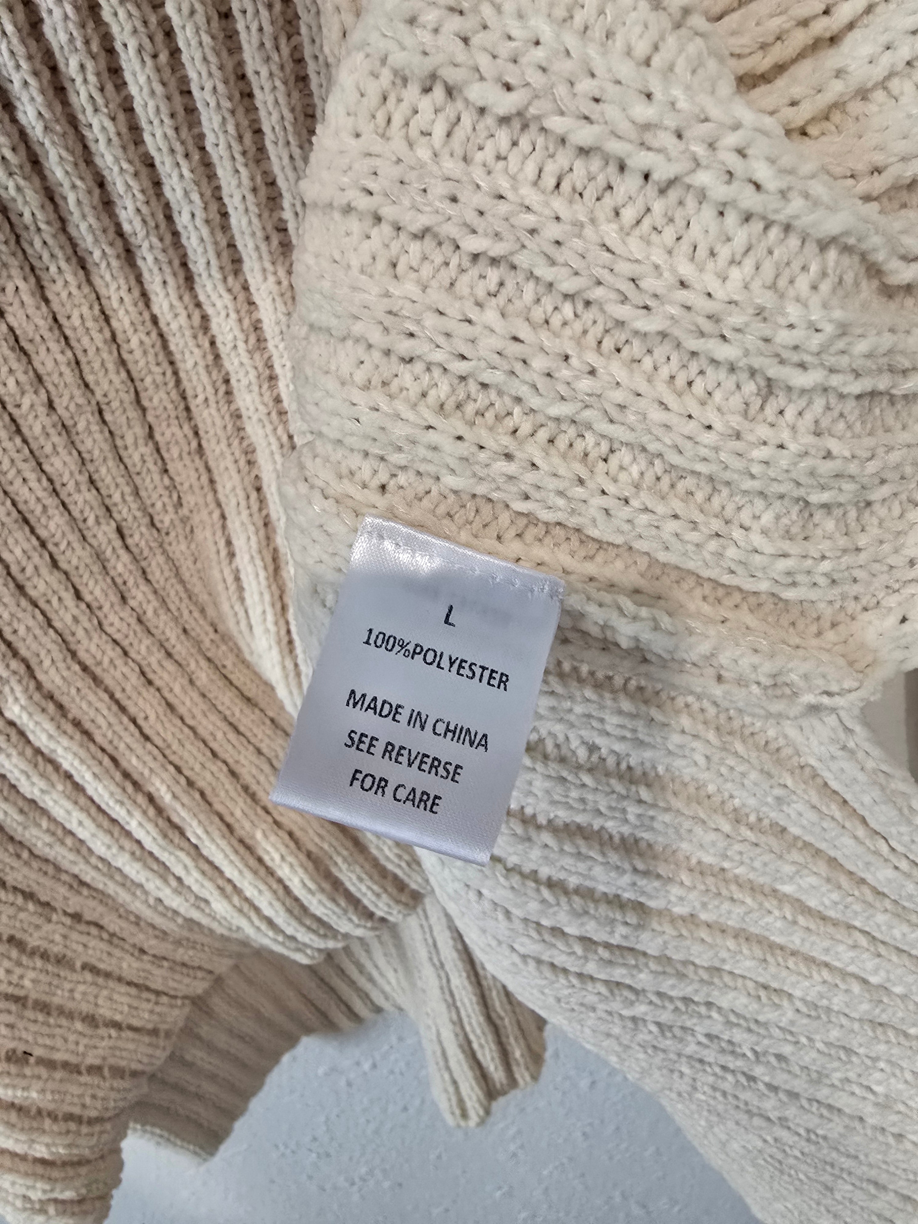 Cream Textured Knit Sweater (L)