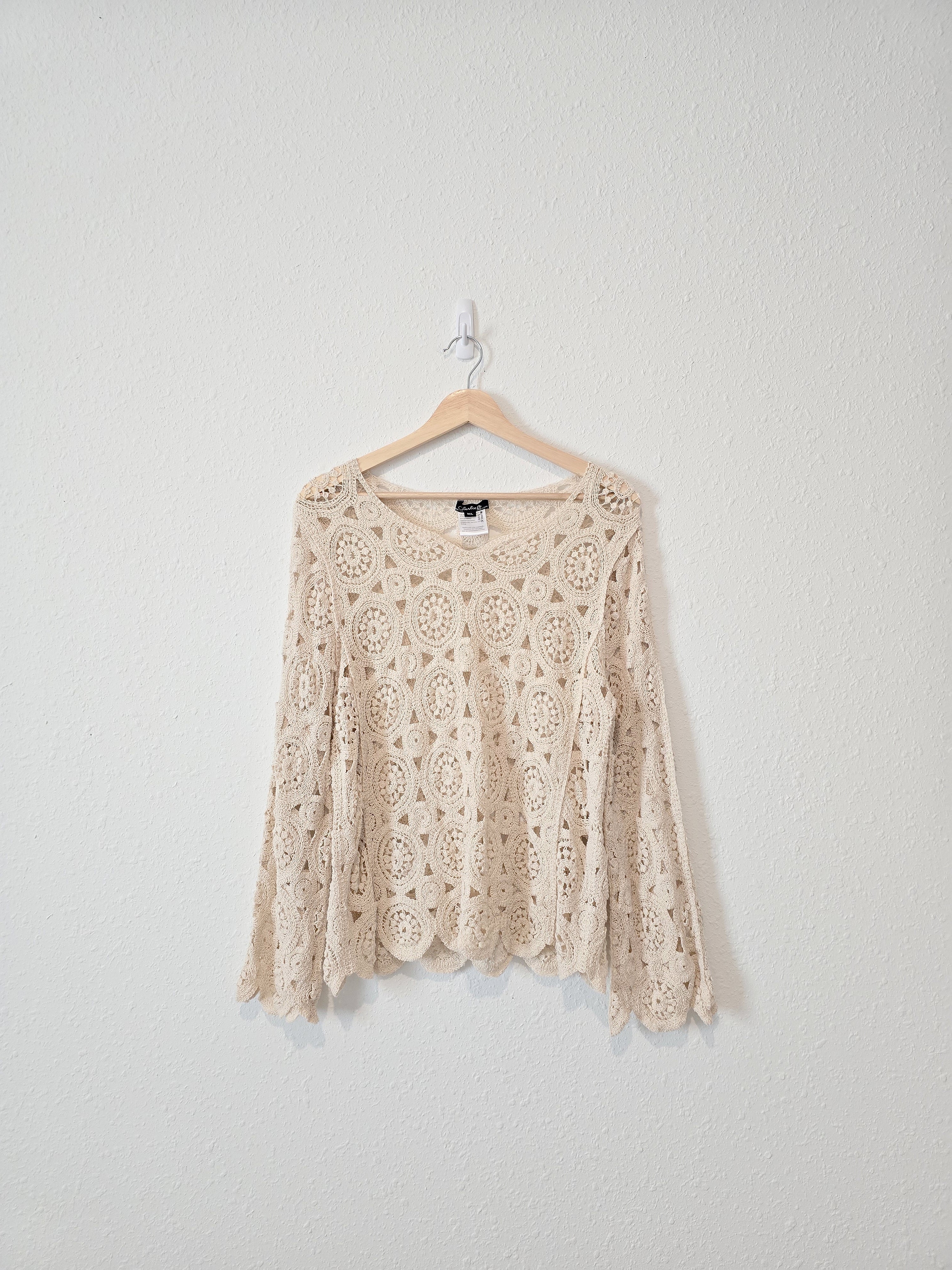 Cream Crochet Knit Top (M/L)