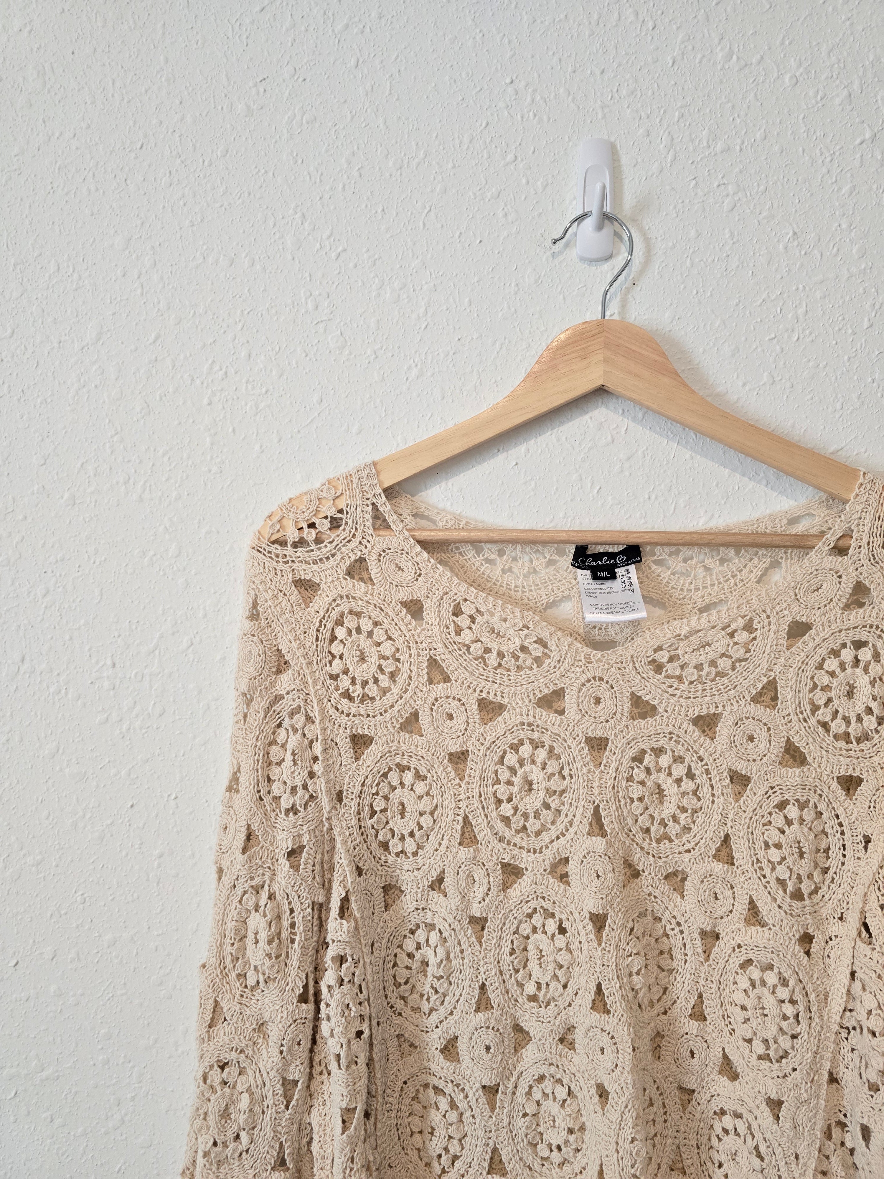 Cream Crochet Knit Top (M/L)