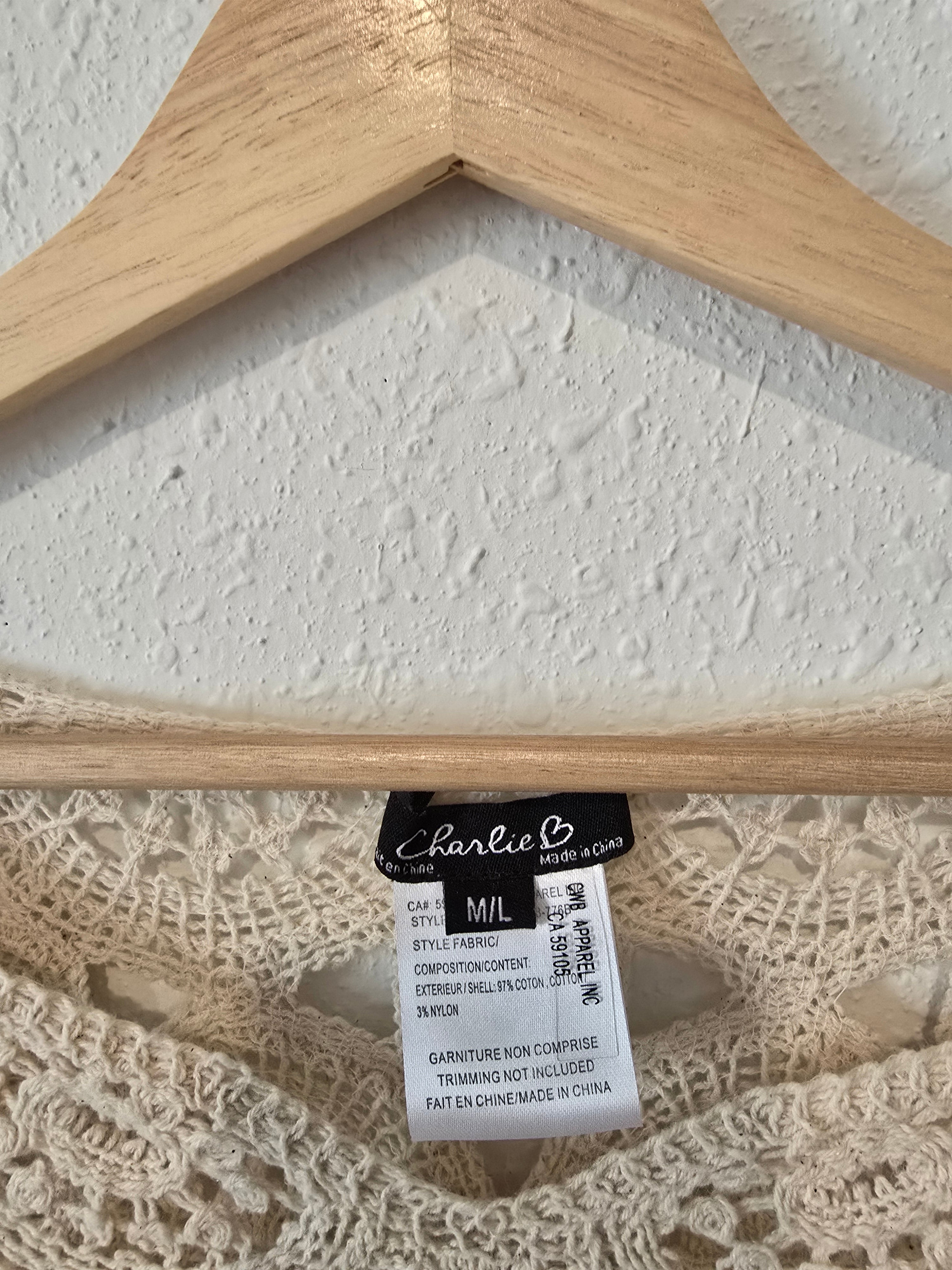 Cream Crochet Knit Top (M/L)