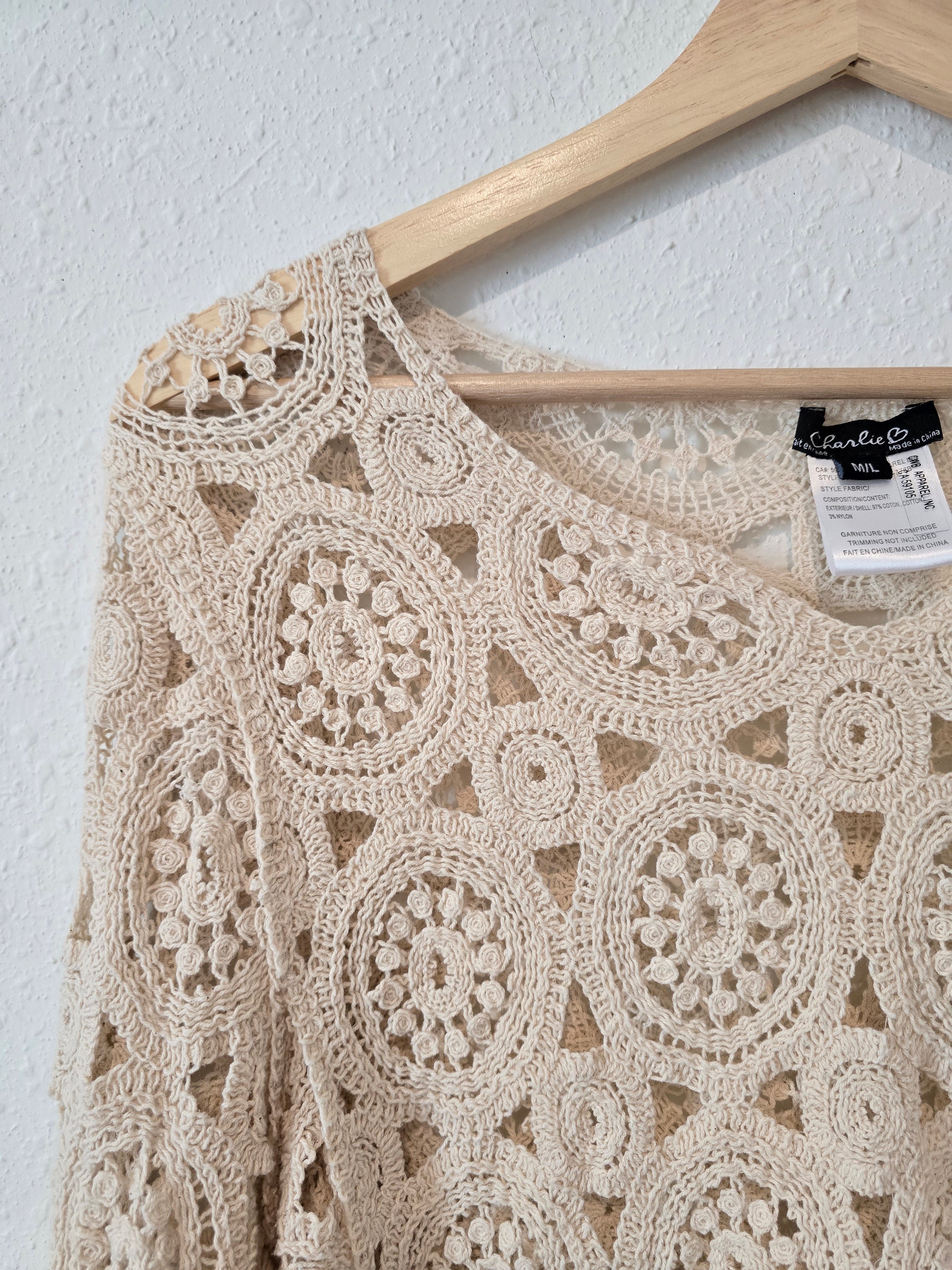 Cream Crochet Knit Top (M/L)