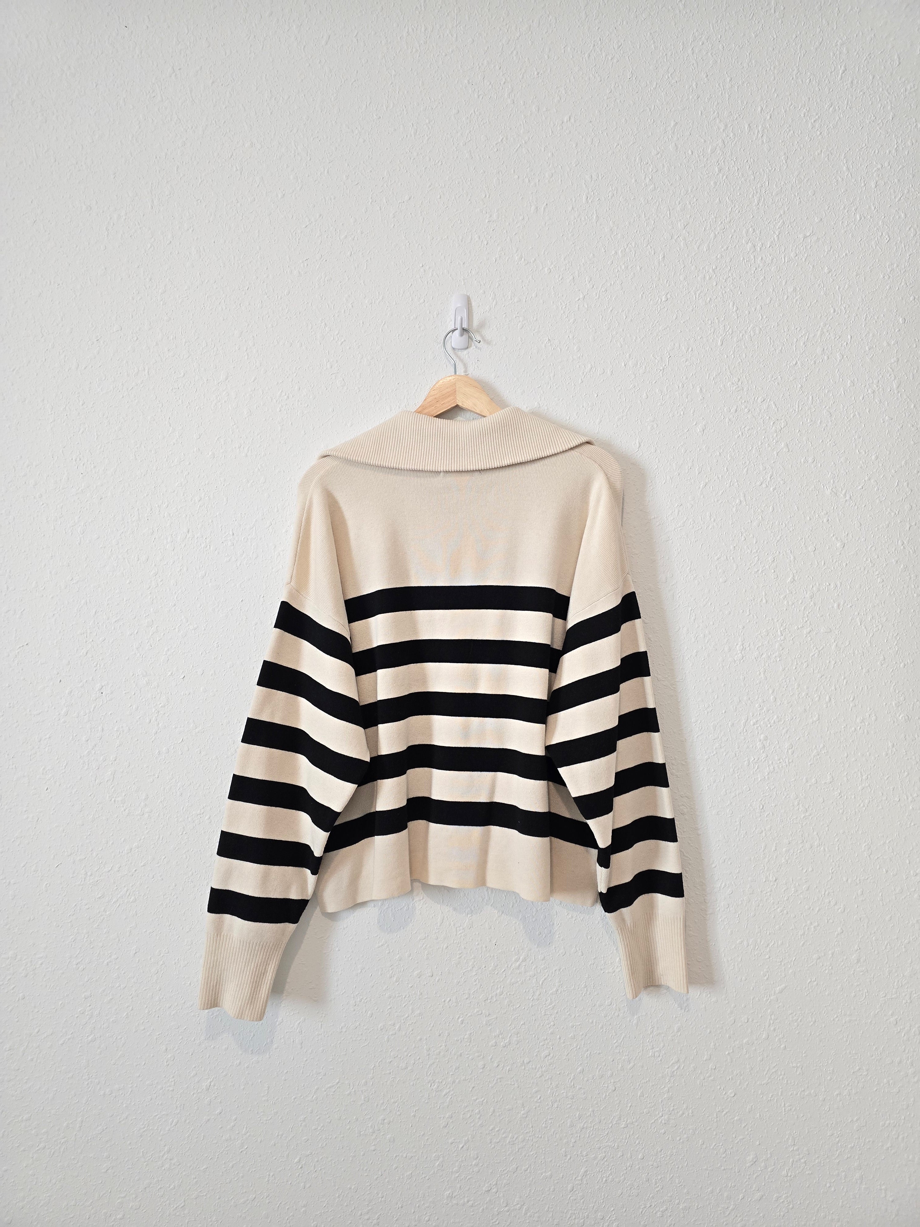 Striped Quarter Zip Pullover (XL)