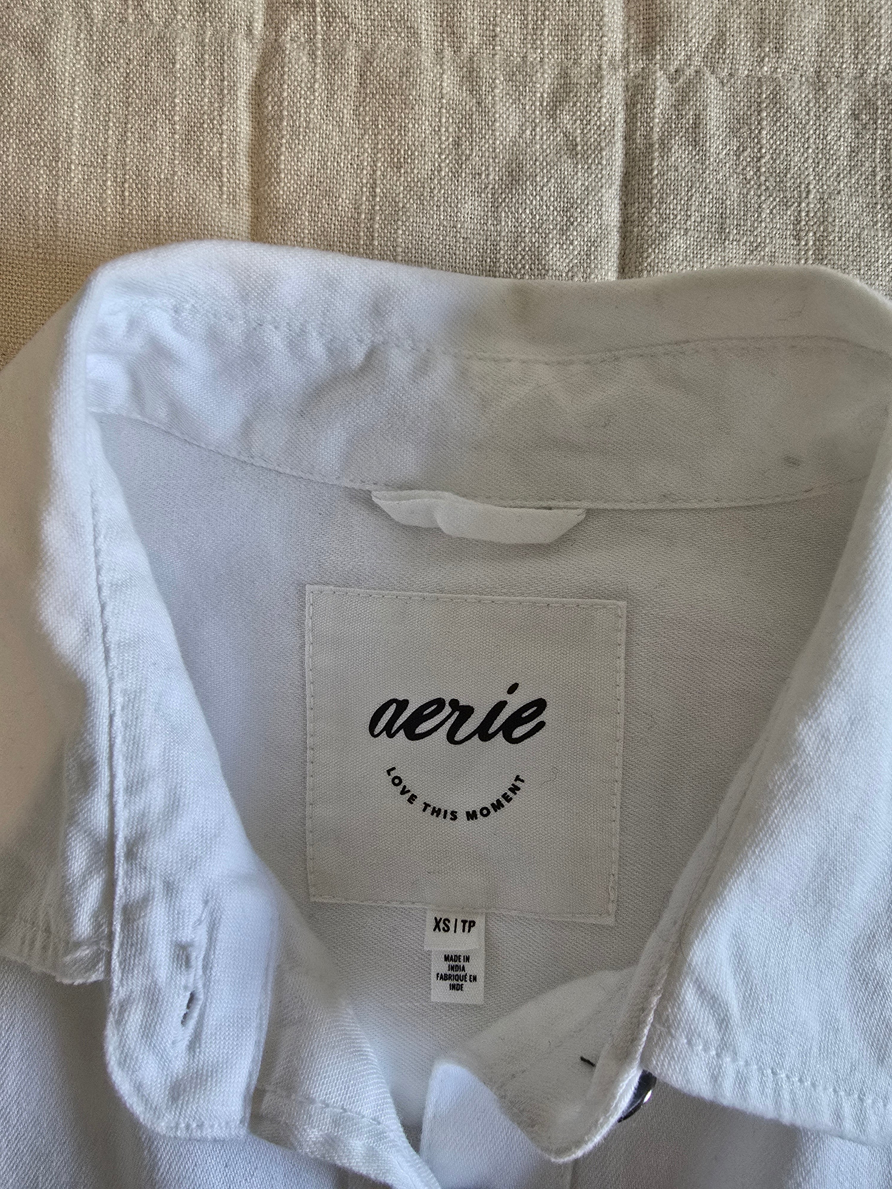 Aerie White Cotton Button Up (XS)