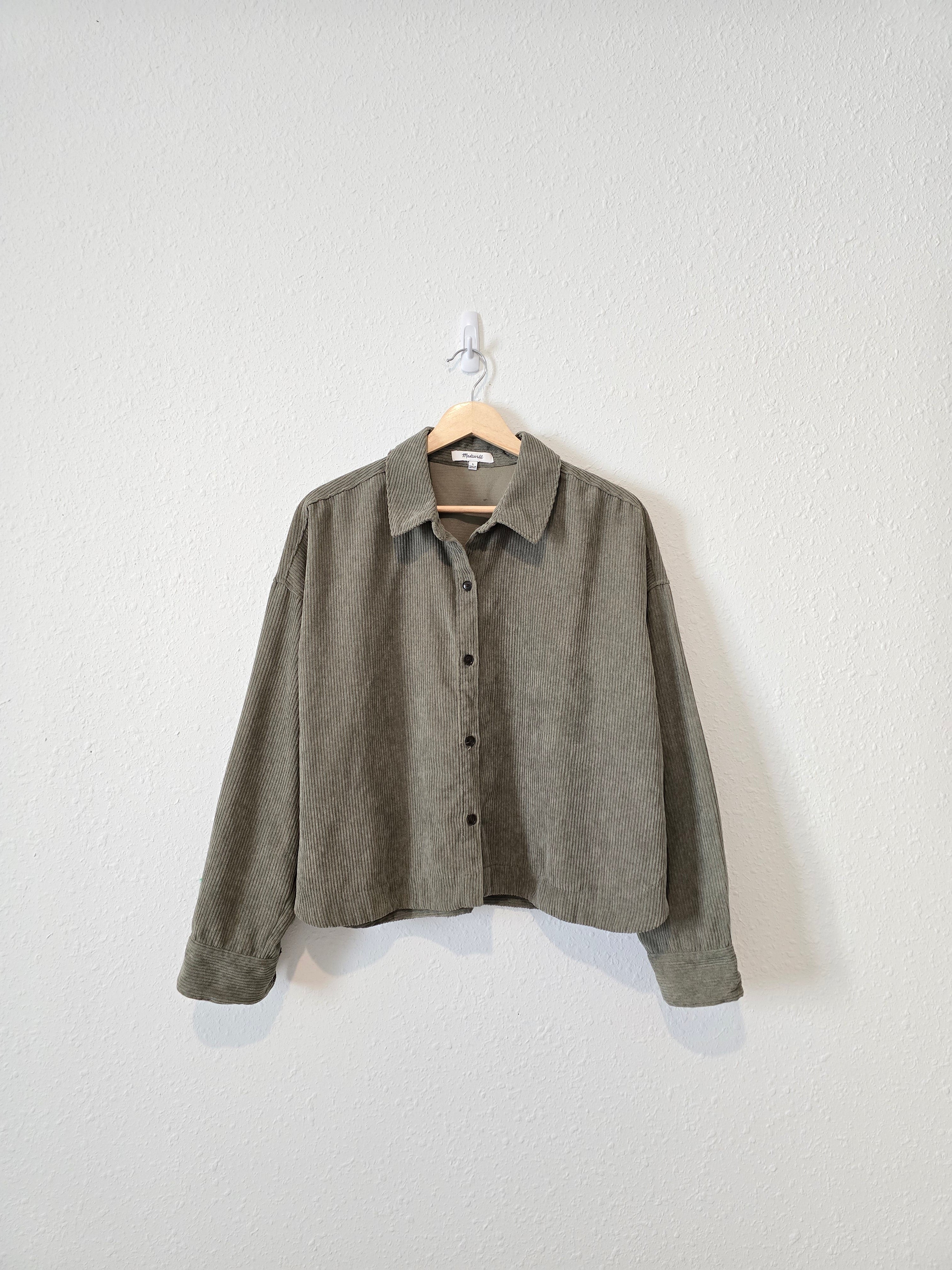 Madewell Green Cord Button Up (L)