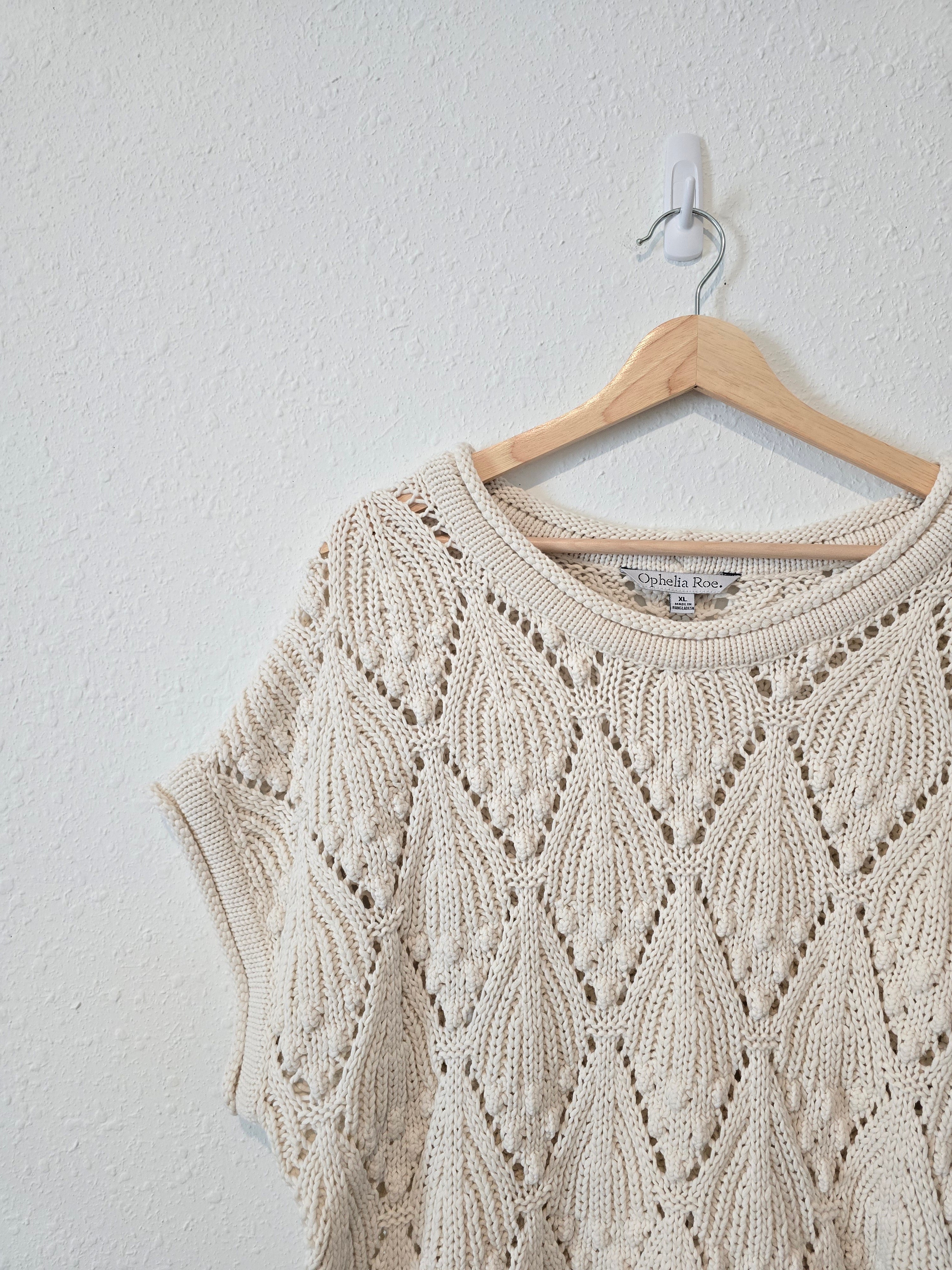 Chunky Crochet Sweater Top (XL)