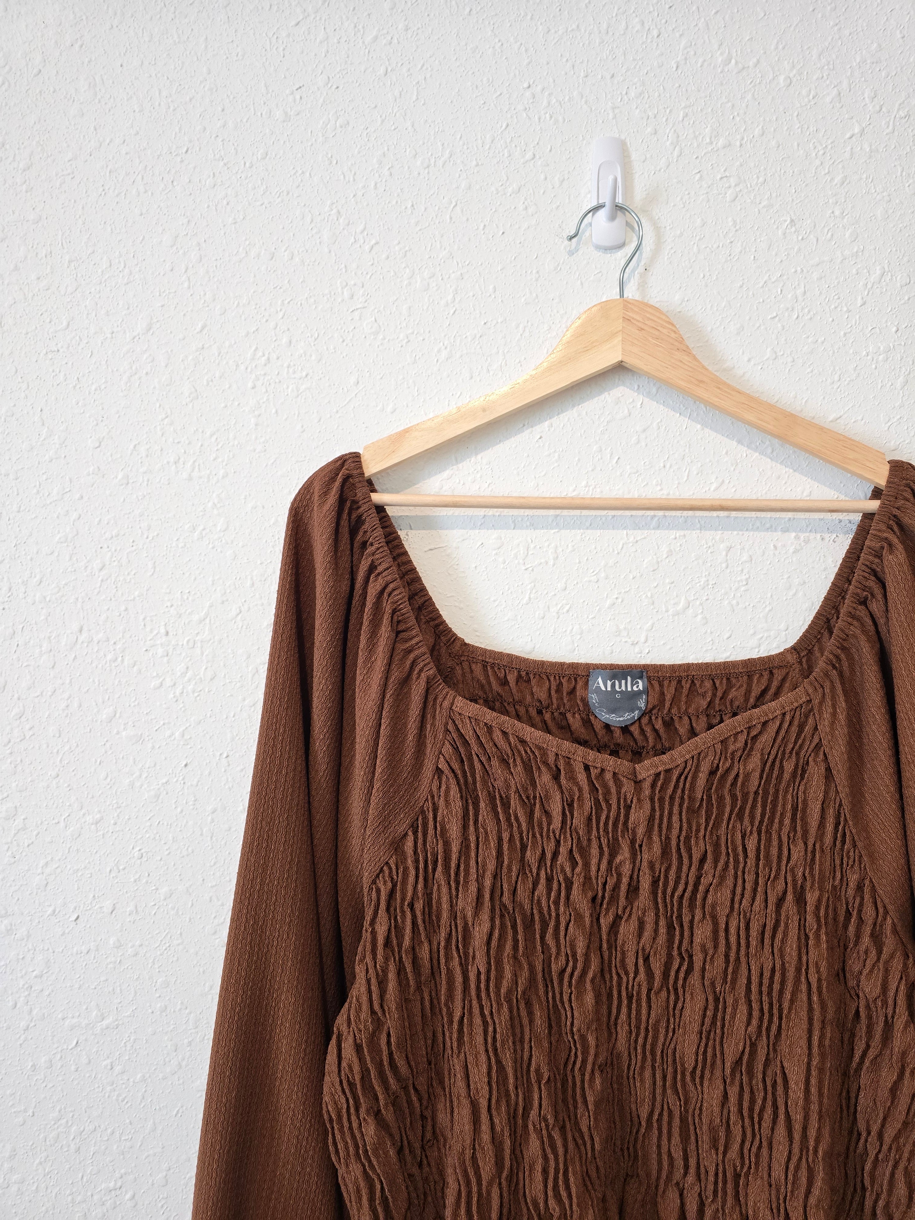 Arula Brown Smocked Top (3X)