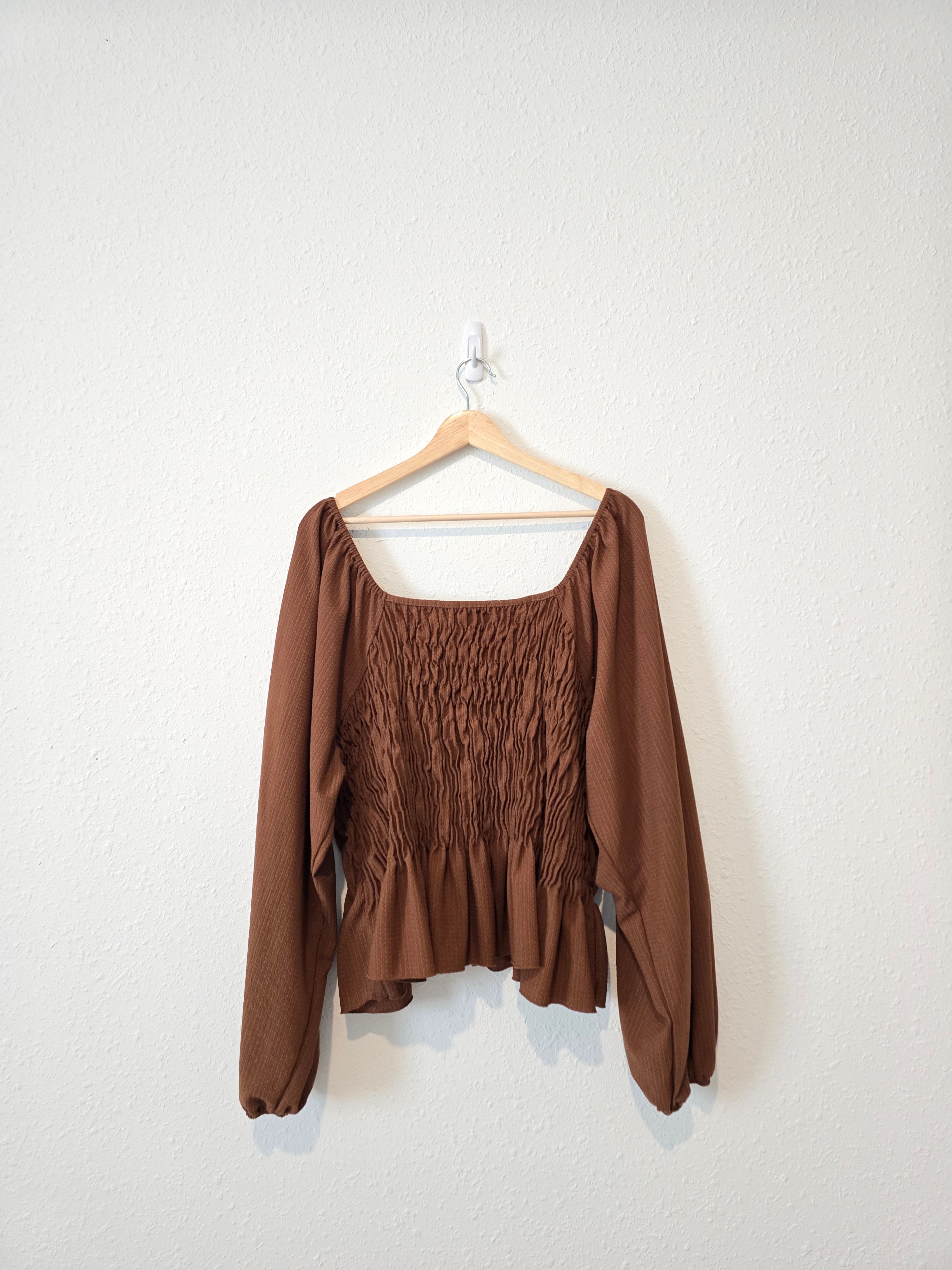 Arula Brown Smocked Top (3X)