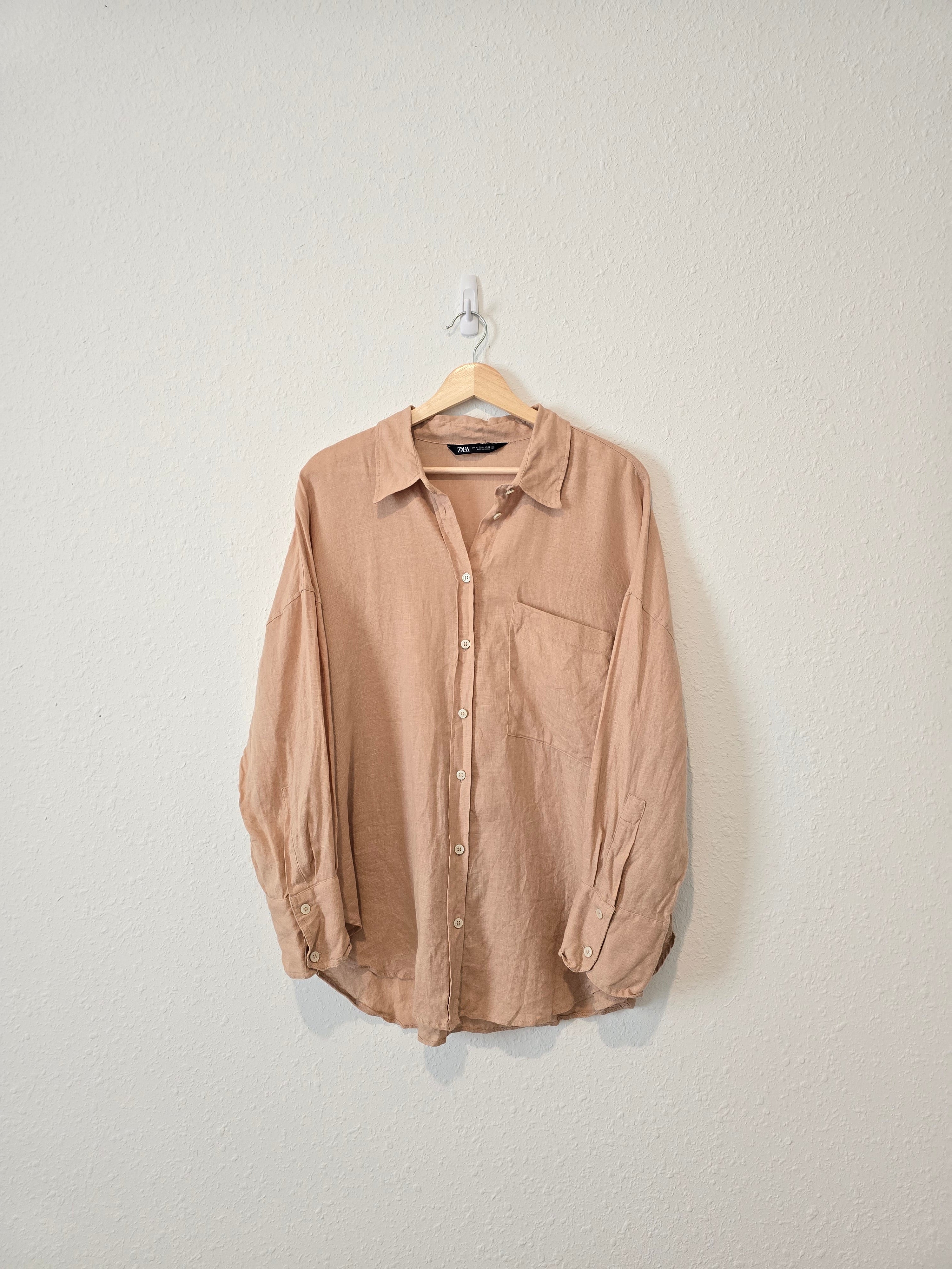 Zara 100% Linen Button Up (XL)