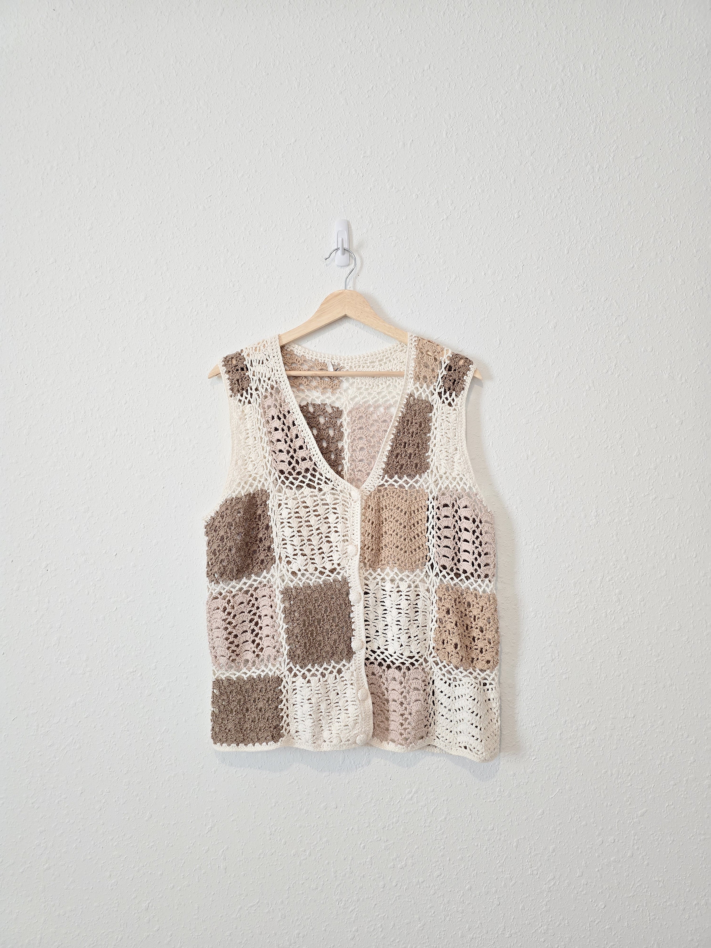Neutral Crochet Knit Vest (L/XL)