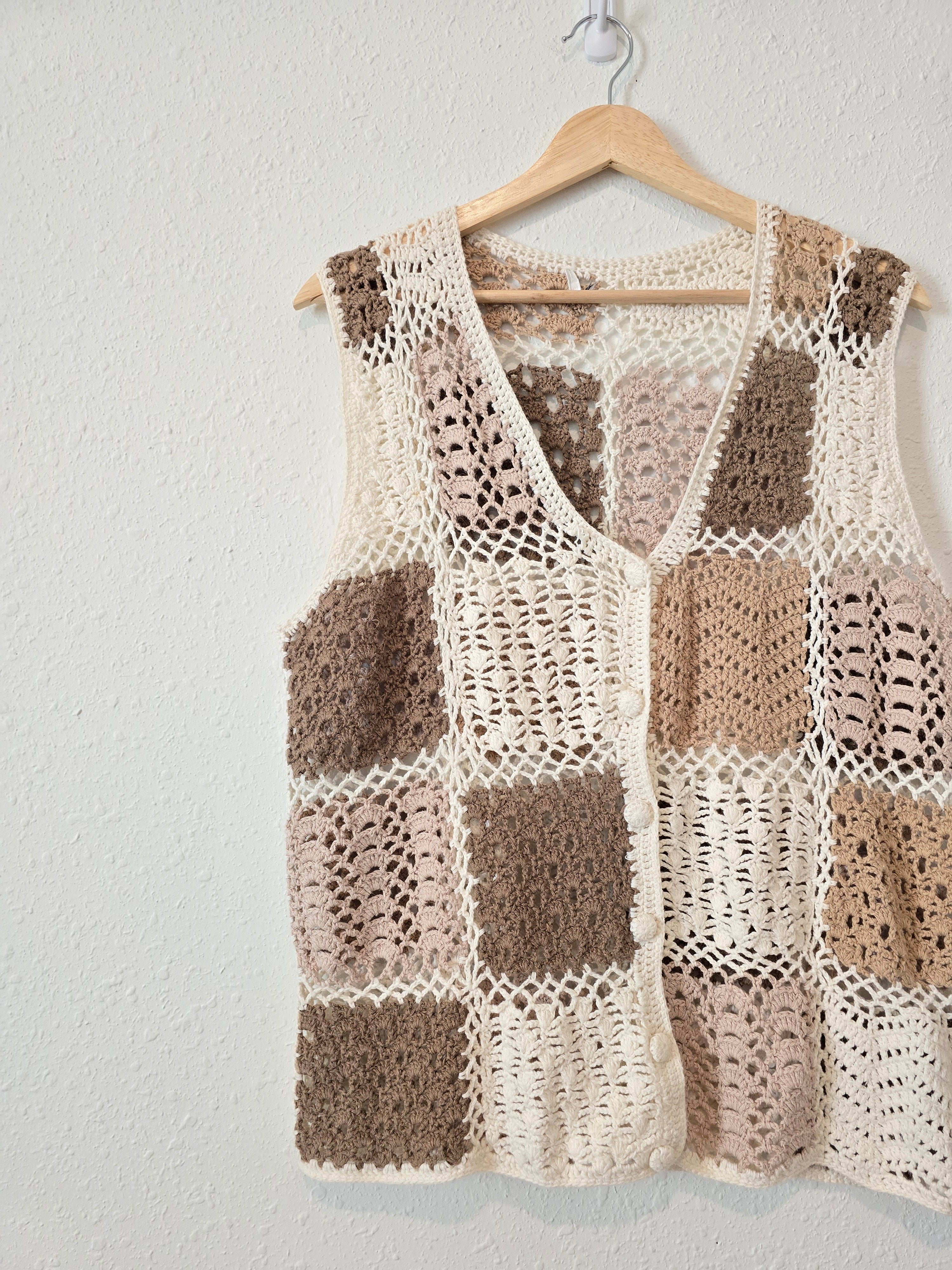 Neutral Crochet Knit Vest (L/XL)