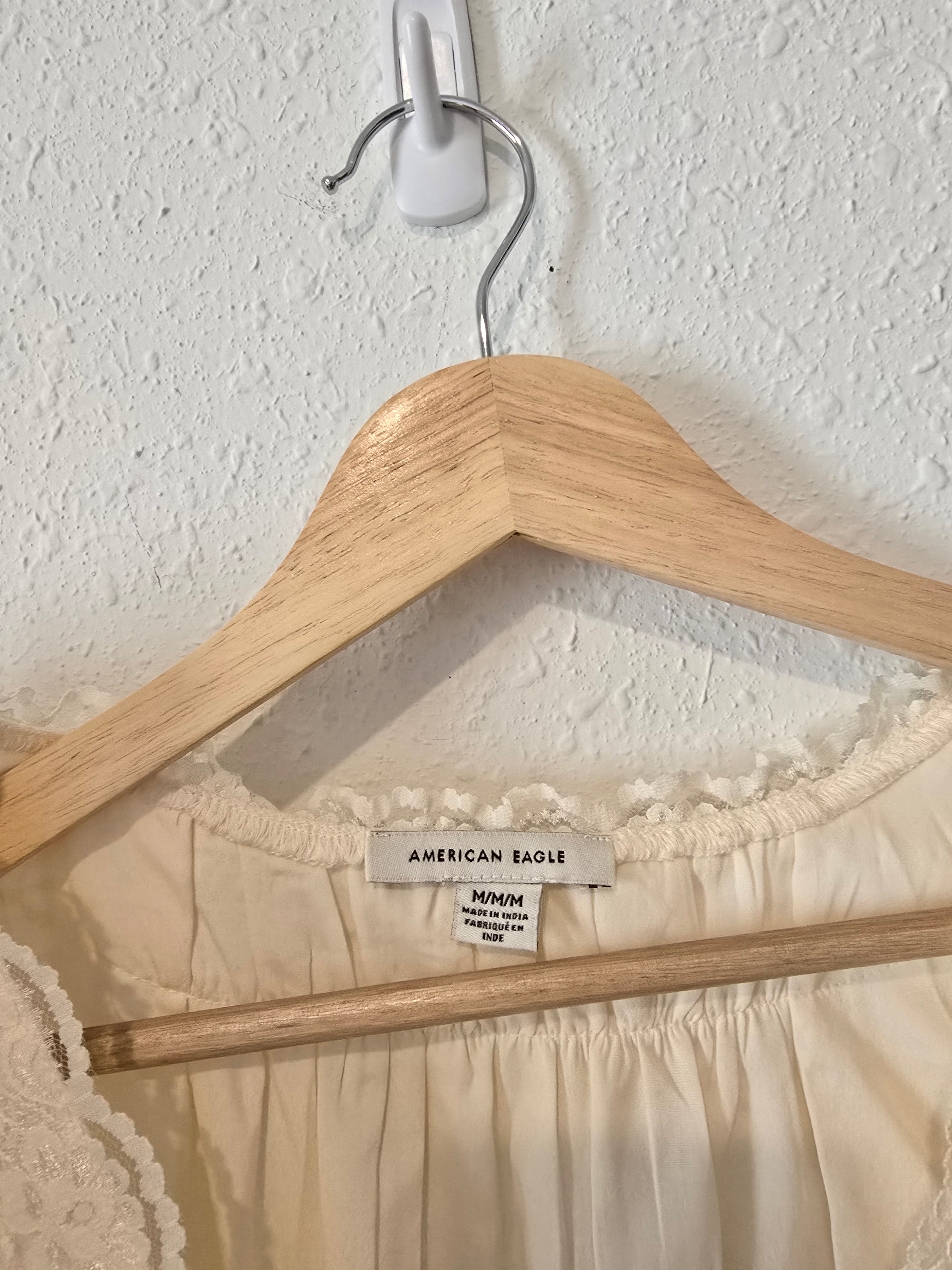 Cream Lace V Neck Top (M)