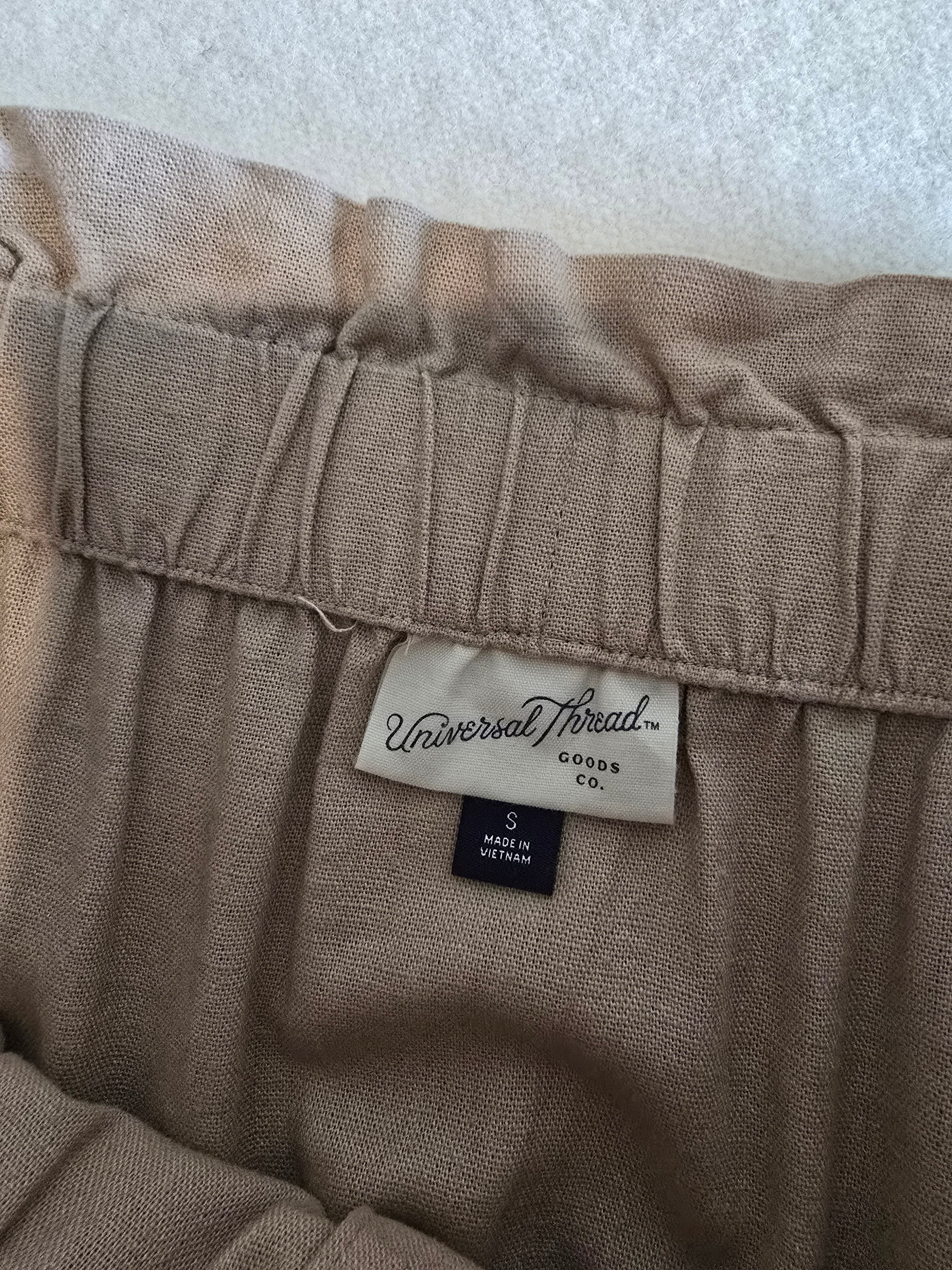 Linen Blend Tiered Midi Skirt (S)